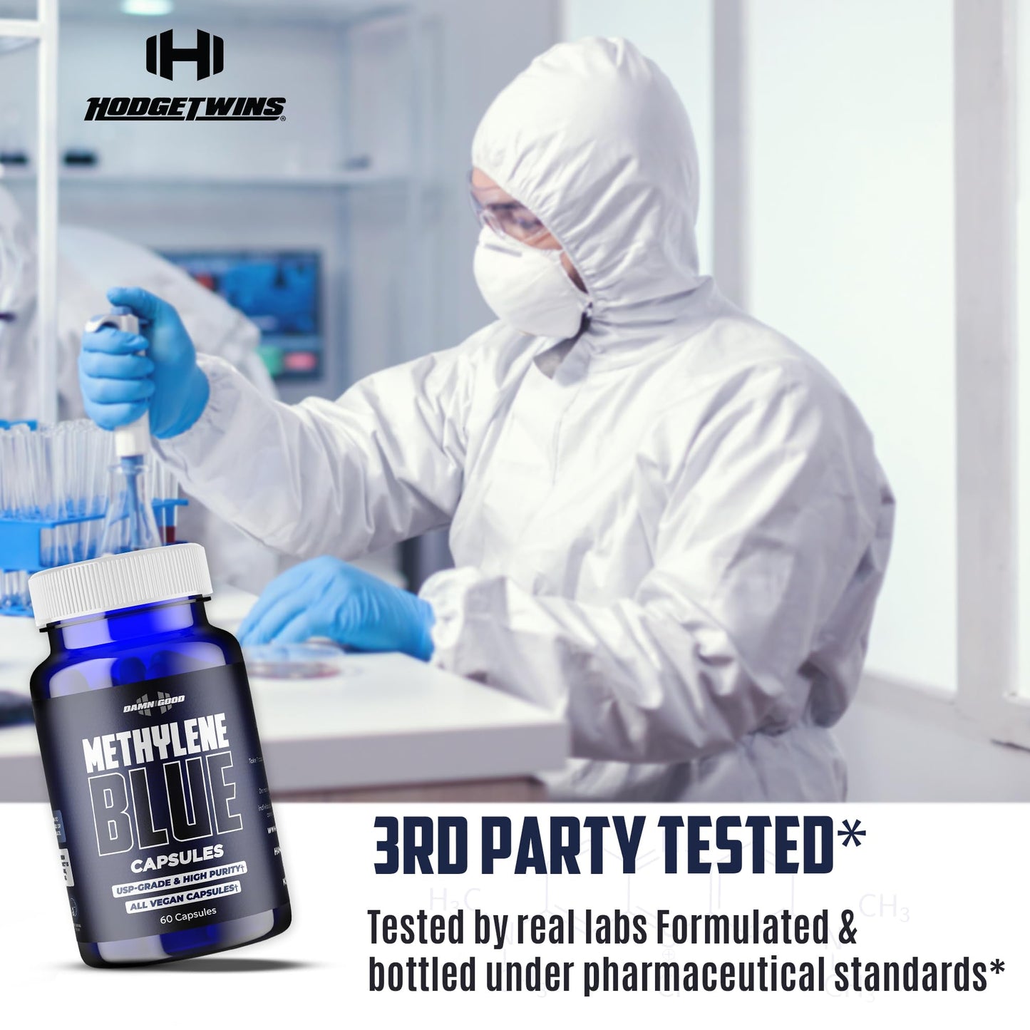 DAMN GOOD The Hodge Twins Ultra Methylene Blue 10mg USP Grade Capsules, 60 Count