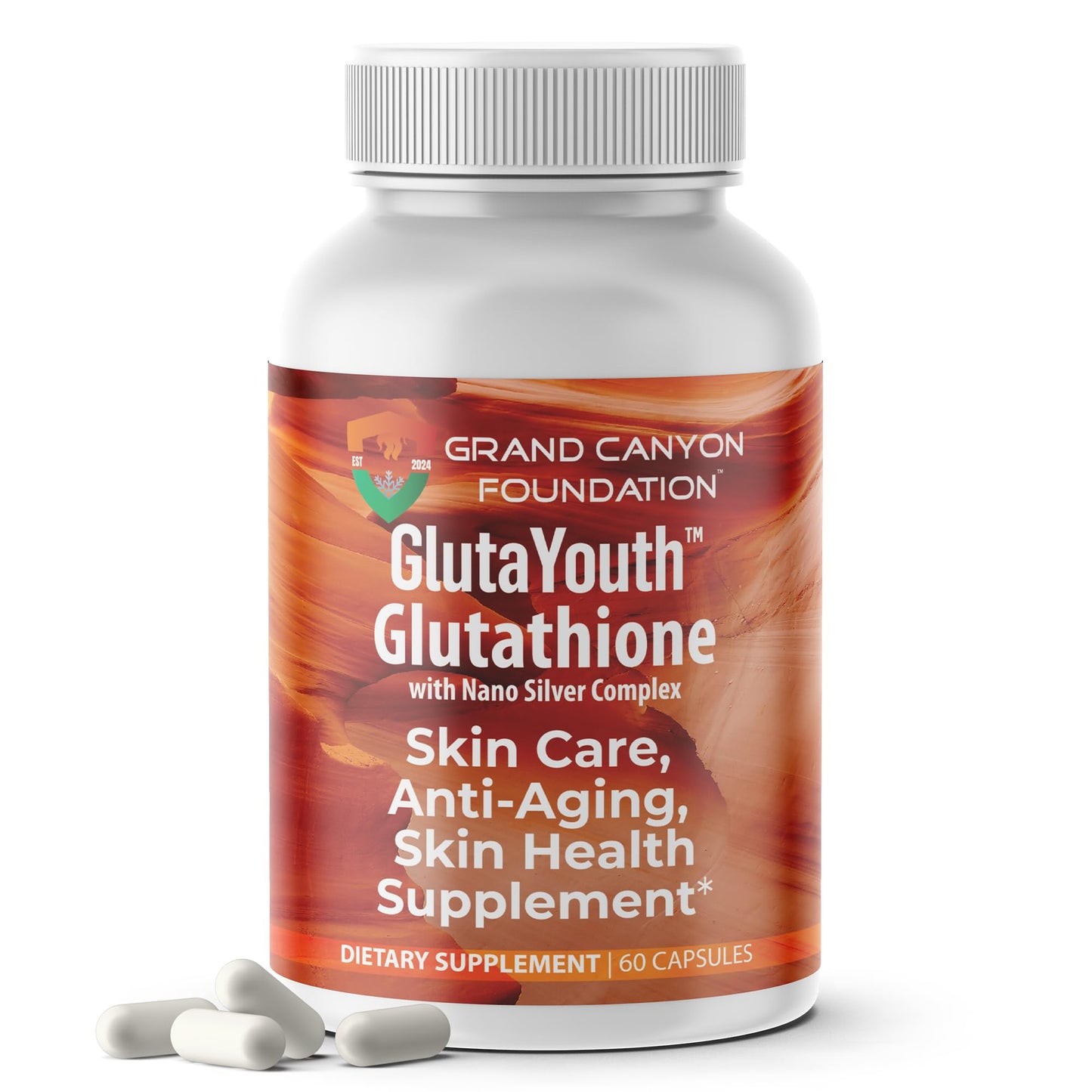 GRAND CANYON FOUNDATION GlutaYouth Glutathione Capsule, 60 Count