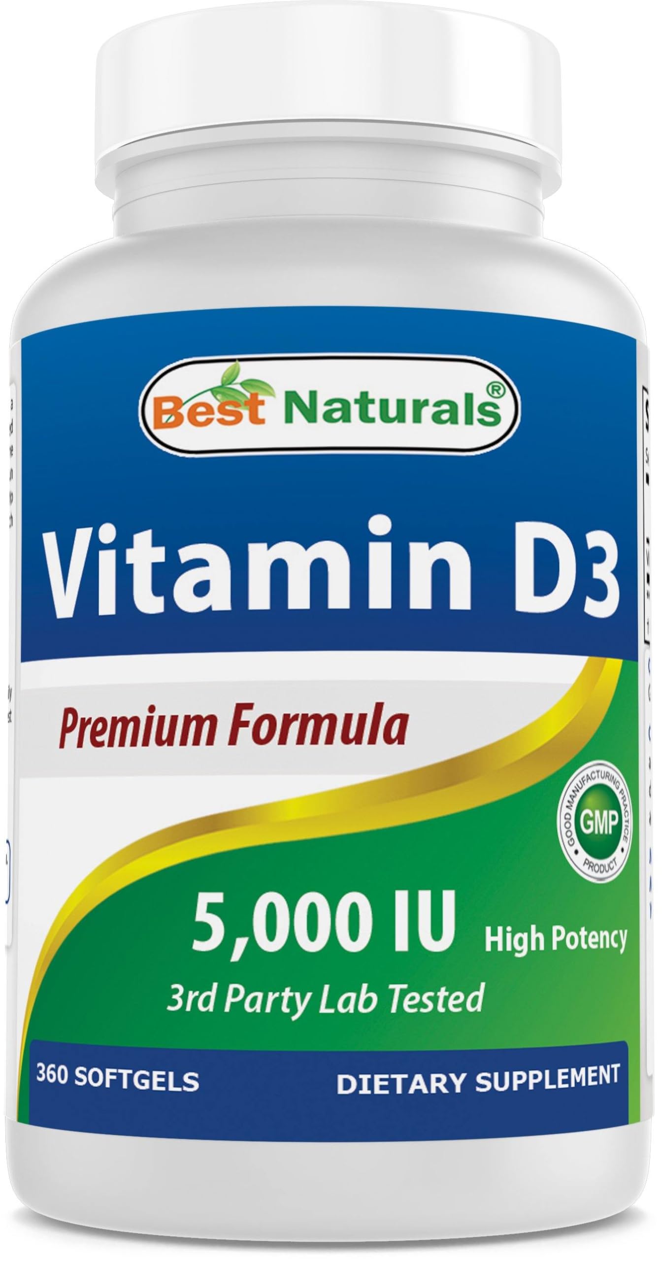 Best Naturals Vitamin D3 5000 IU Softgels 350 Count