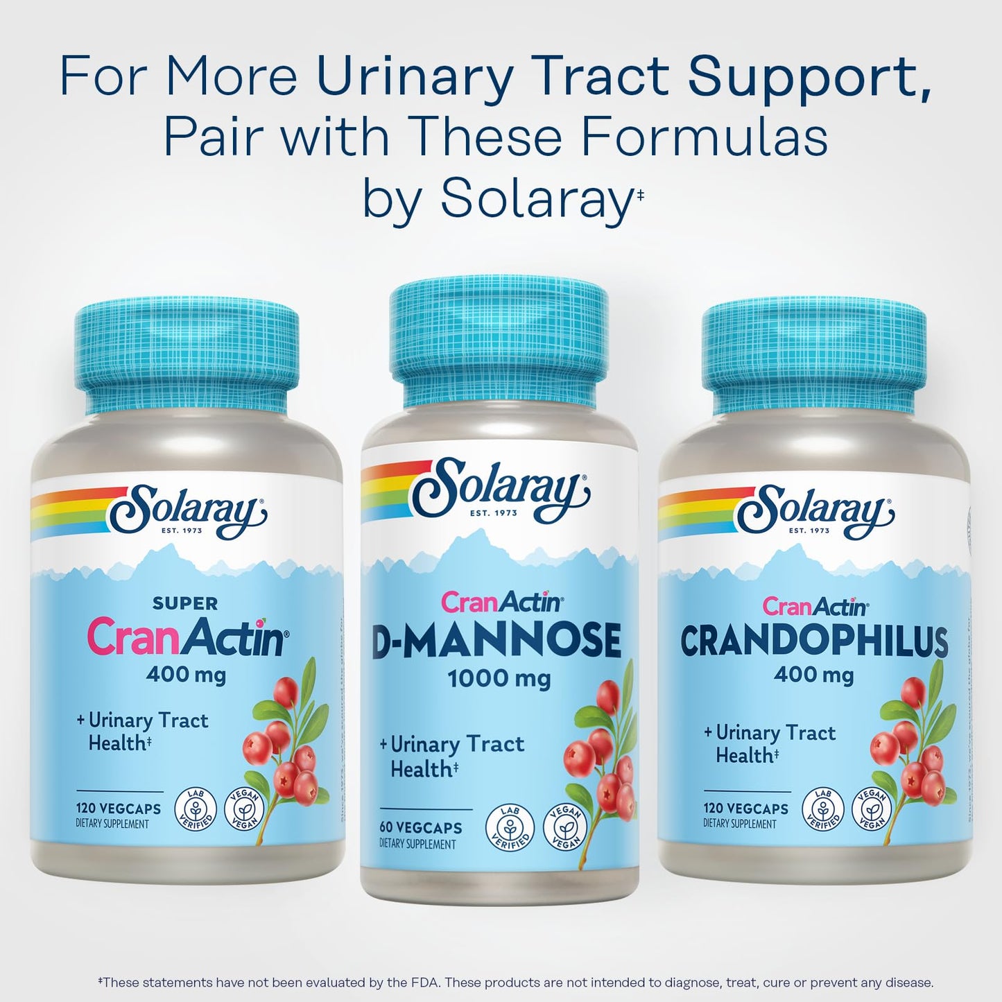 Solaray D-Mannose with CranActin Cranberry Supplement 400mg Capsule, 60 VegCaps