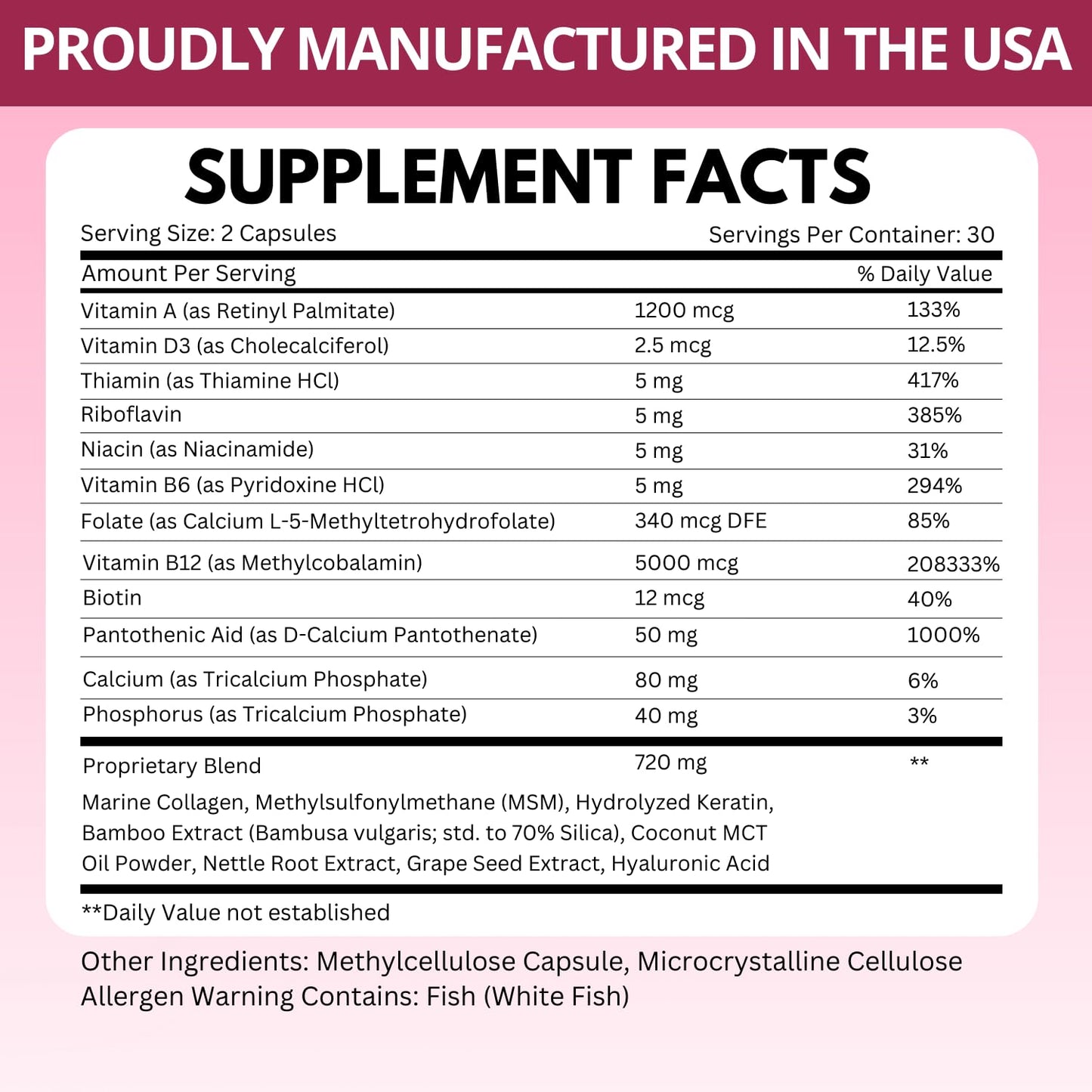 VITBOOST B12 Complex with Hyaluronic Acid, Collagen & Folate, Methylcobalamin 5000 mcg, 60 Capsules