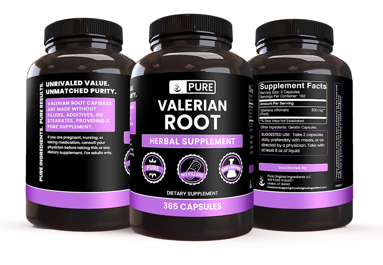 PURE ORIGINAL INGREDIENTS Valerian Root Capsules 365