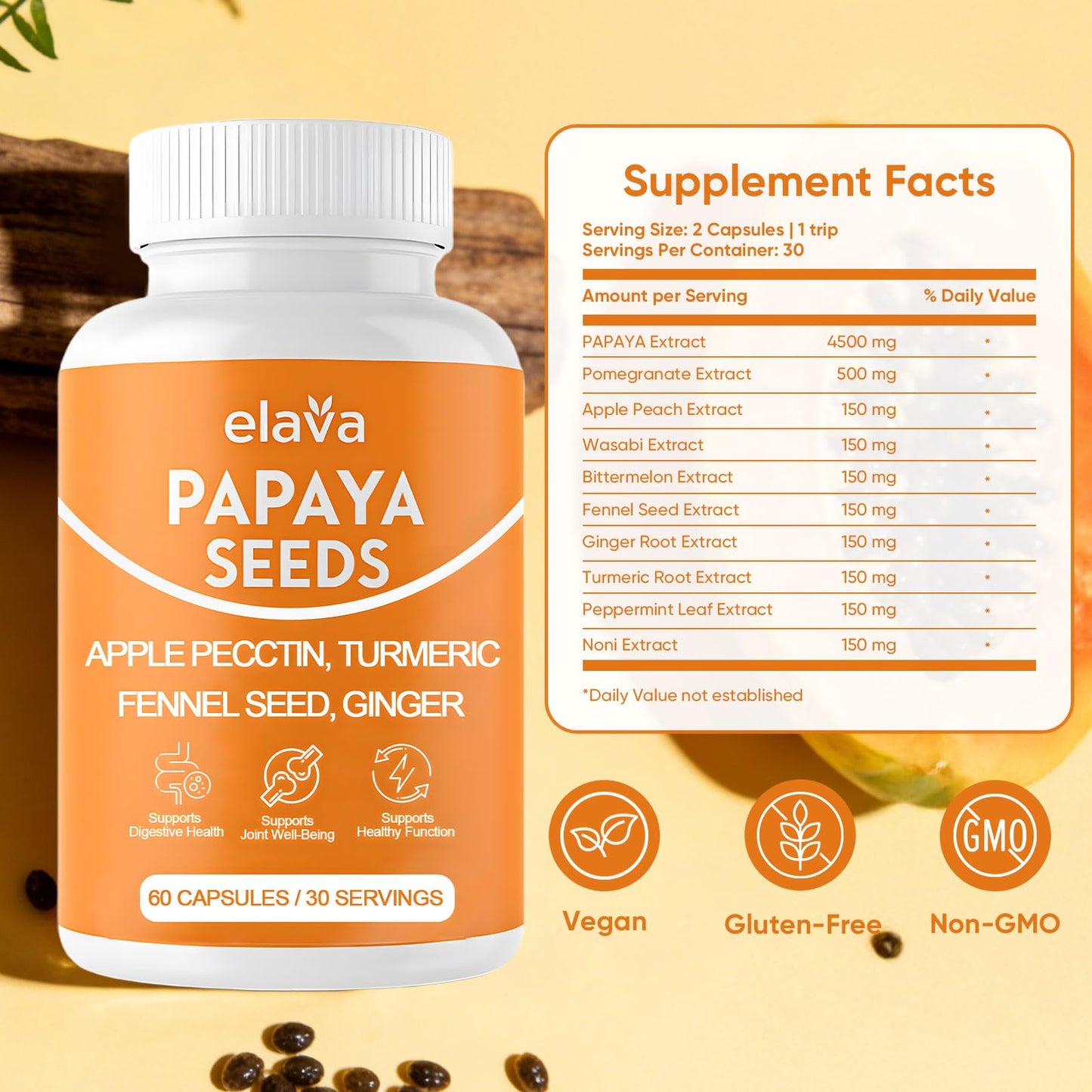 Awjsde Elava Papaya Seeds Capsules, 1 Capsule