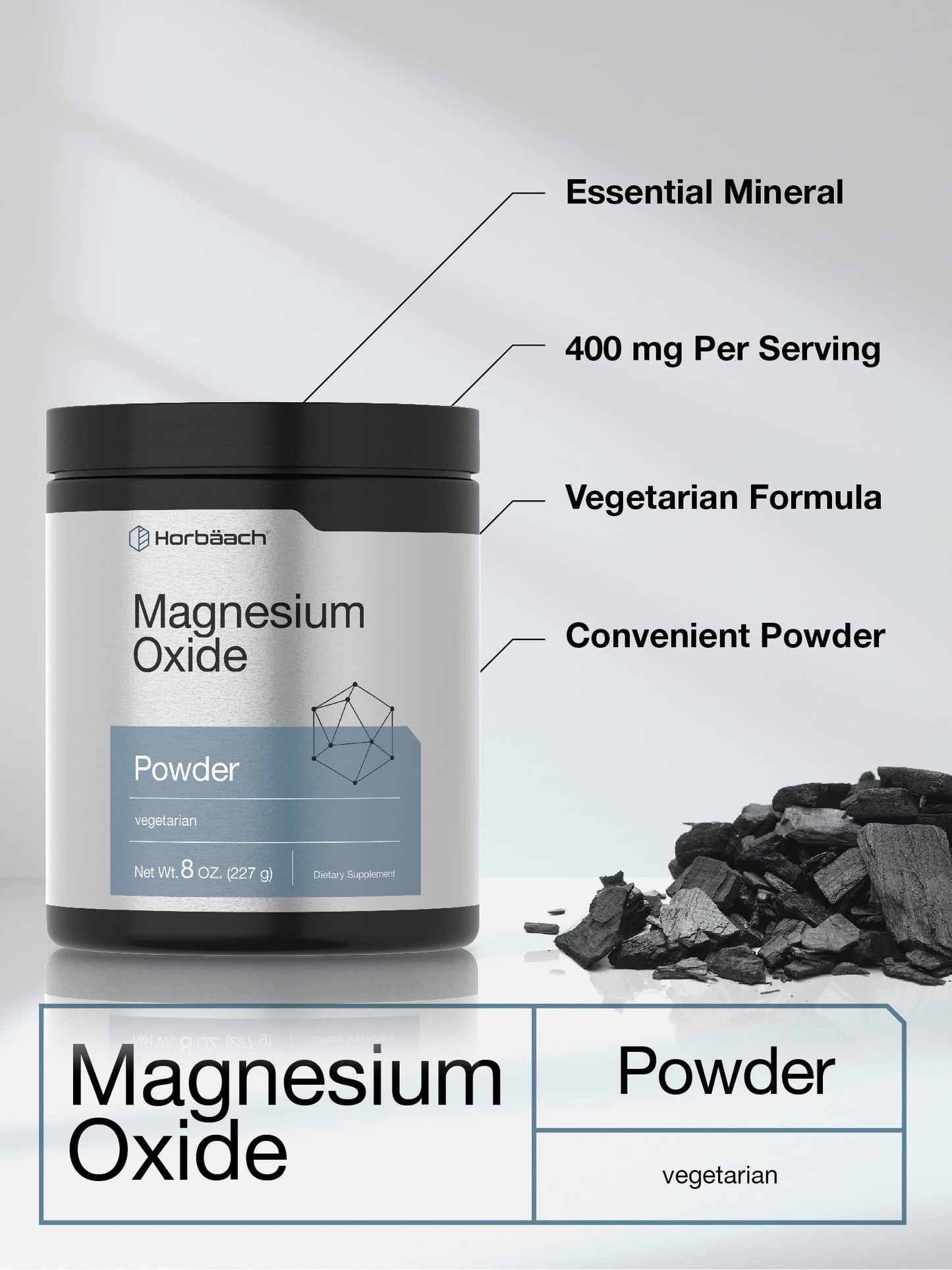 Horbäach Magnesium Oxide Powder, 8 oz