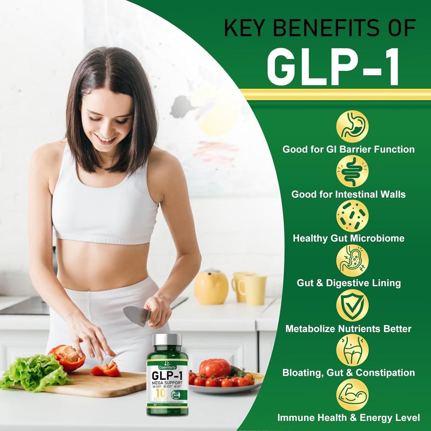 doemfarty GLP-1 Support Capsules with Berberine, 60 Count