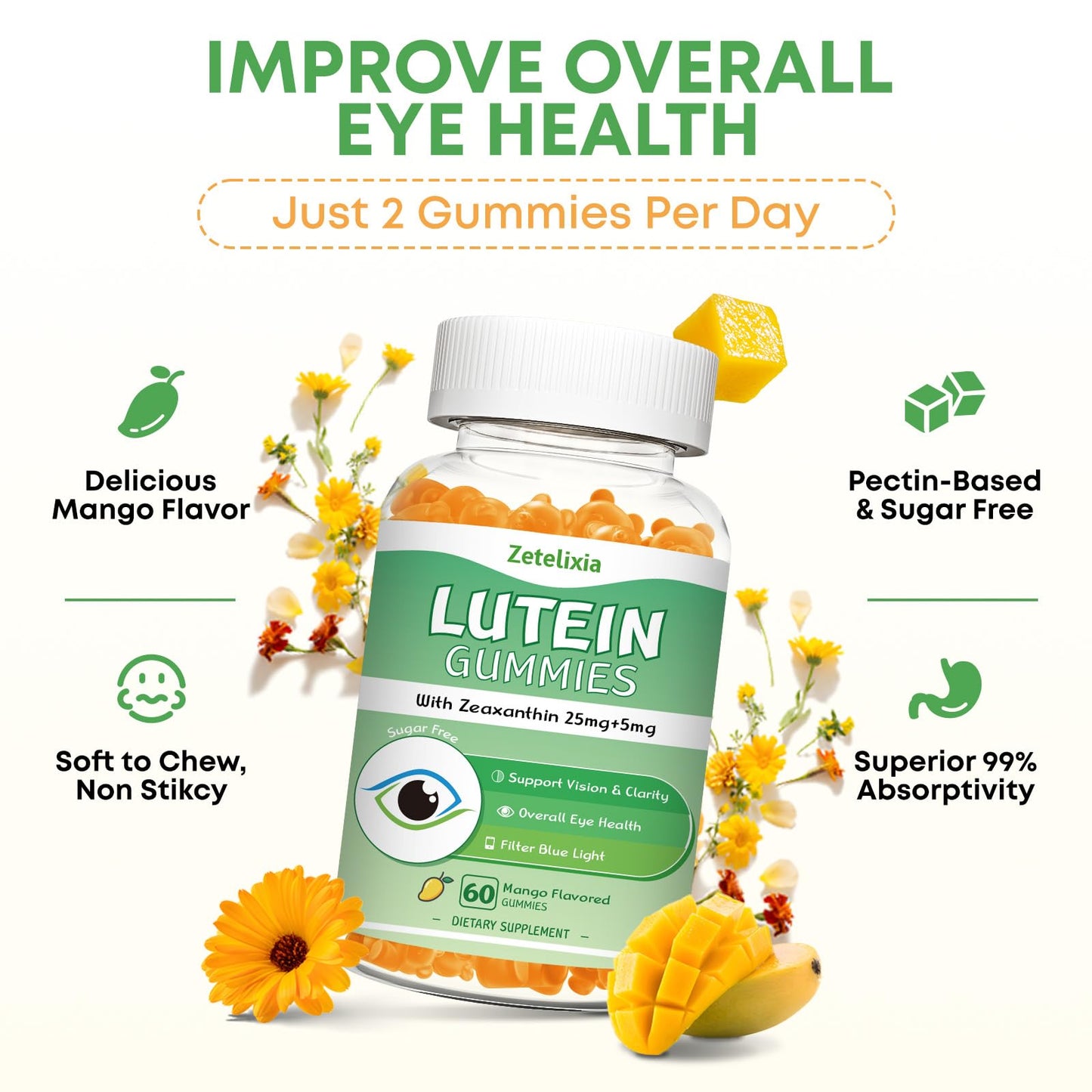 Zetelixia Lutein Gummies 25mg 60 Count