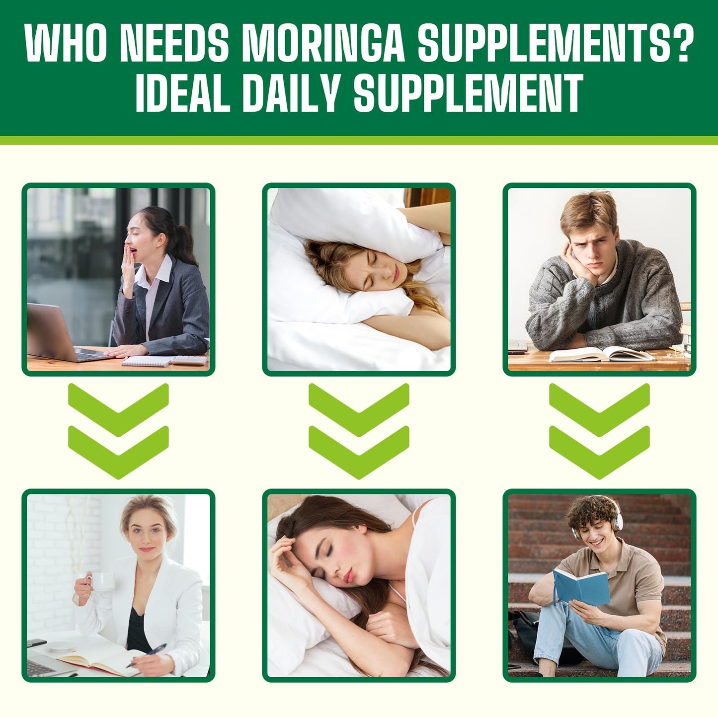 Easinloty Moringa Powder Organic 2000mg with Ashwagandha, Turmeric, 20B CFU Probiotic, 6.3 oz