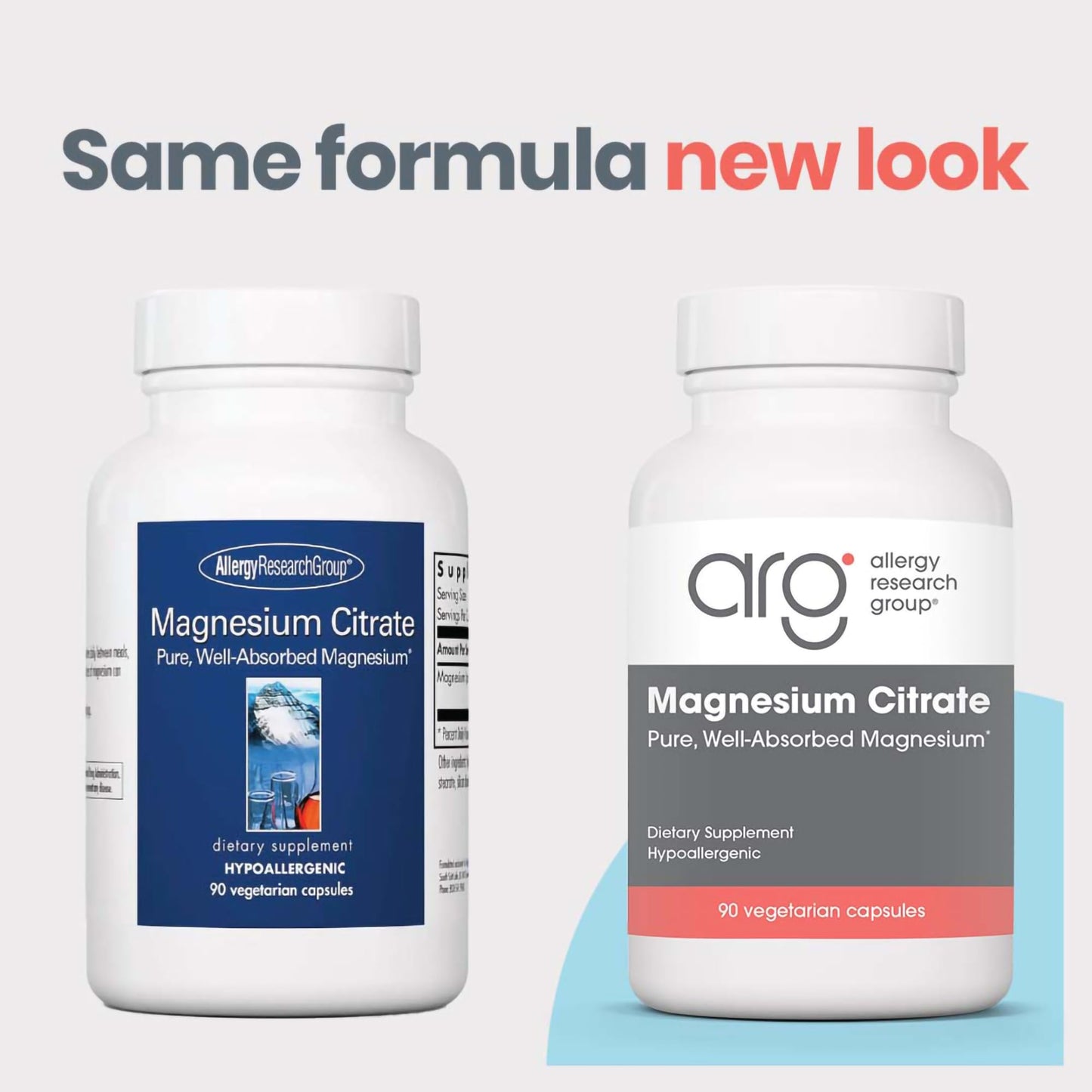 Allergy Research Group Magnesium Citrate 170 mg Bone Health Energy Capsules, 90 Count