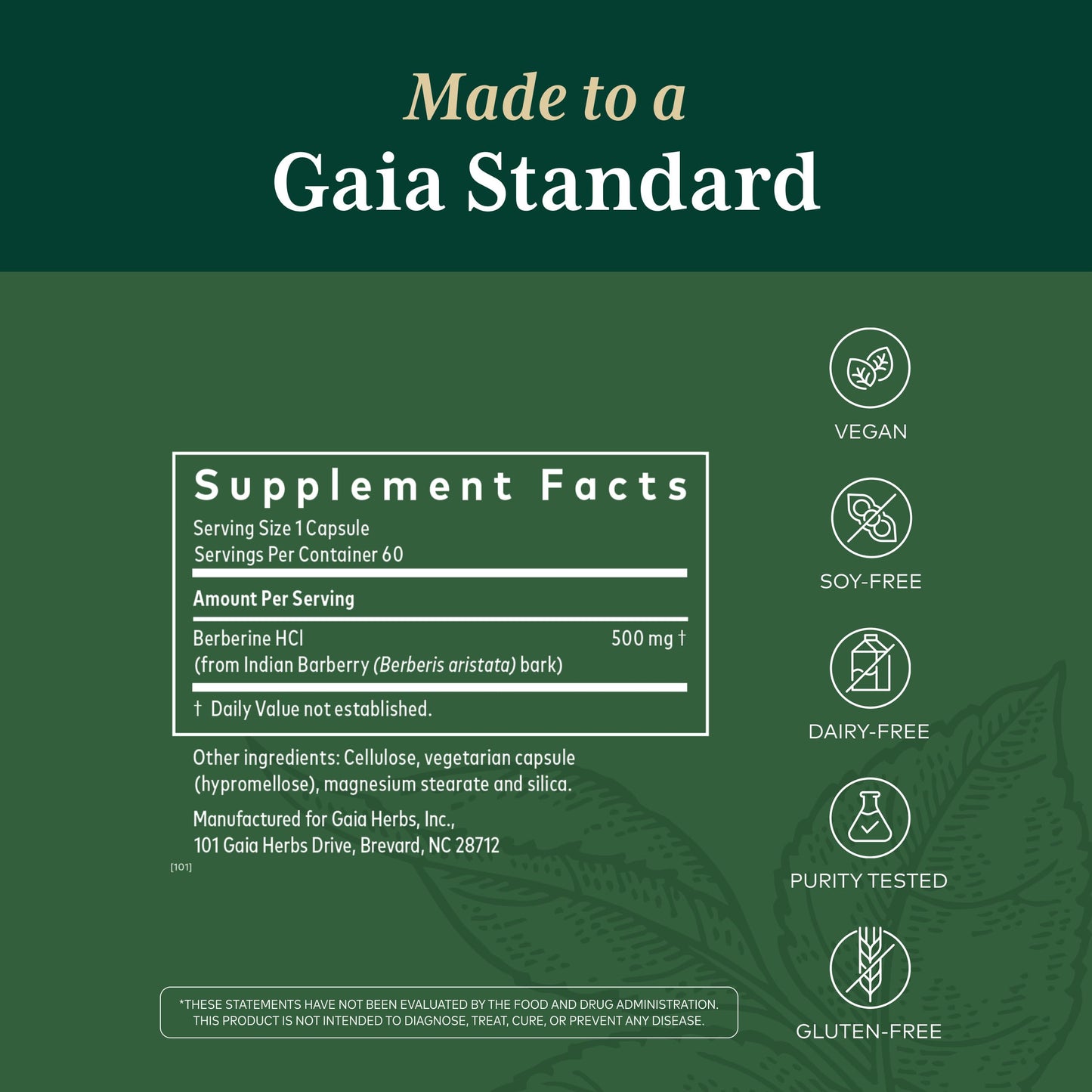 Gaia Herbs PRO Berberine Metabolic Supplement with Berberine HCI Capsule, 60 Count