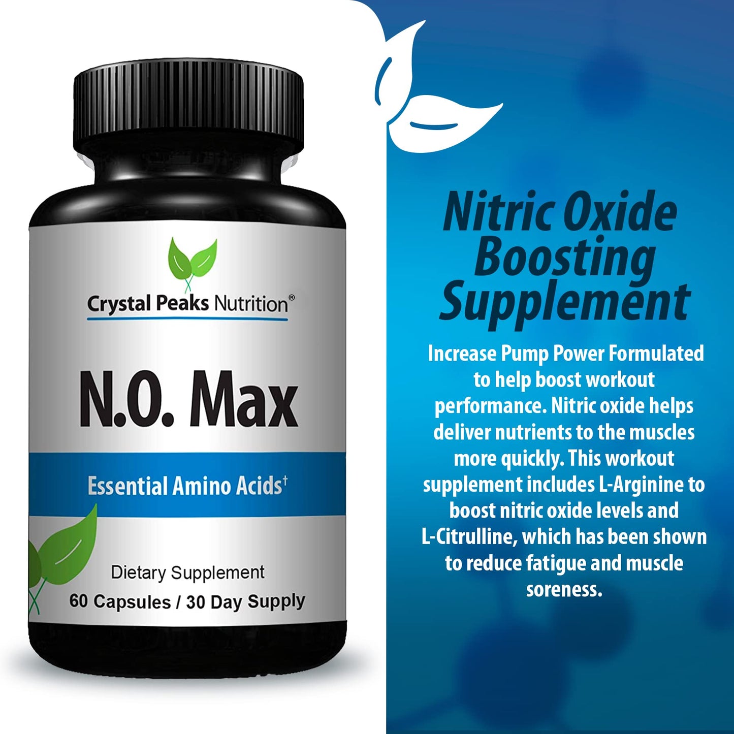 CRYSTAL PEAKS NUTRITION N.O. Max Nitric Oxide Supplement 60 Capsules