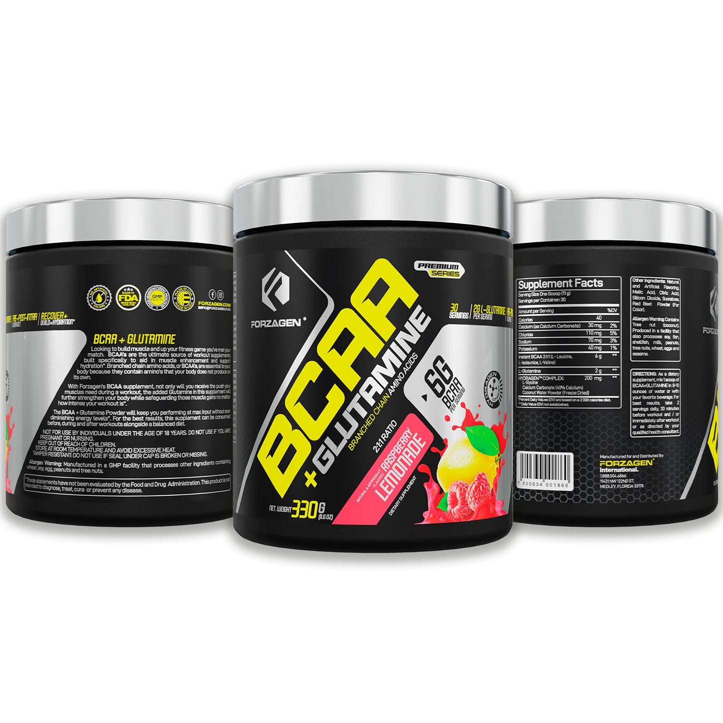 Forzagen BCAAs Amino Acids with Glutamine, Branched Chain Amino Acids Supplements Powder, 11.8 Ounce