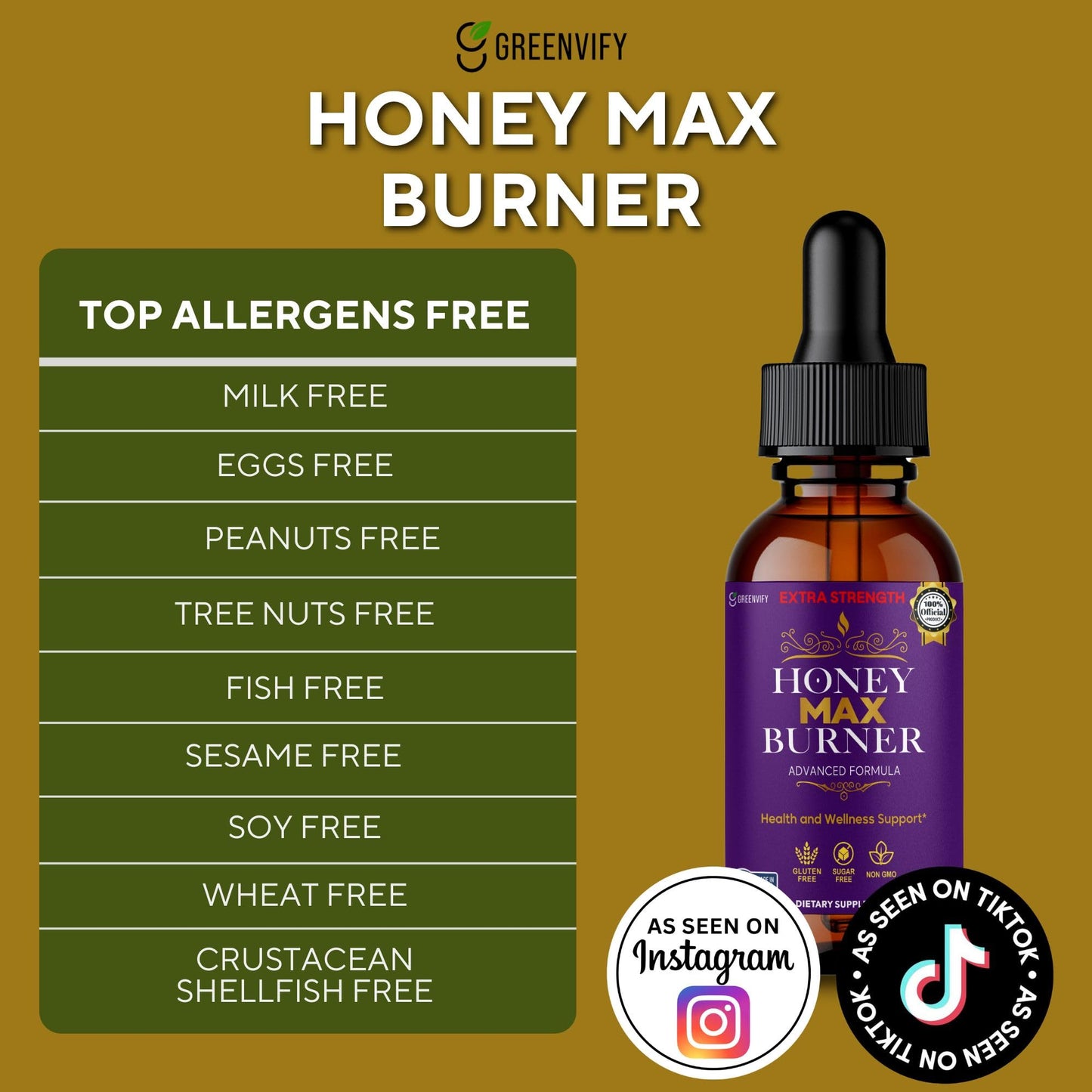GREENVIFY Honey Max Burner Extra Strength, Natural Weight Management and Thermogenic Supplement, 60 Capsules