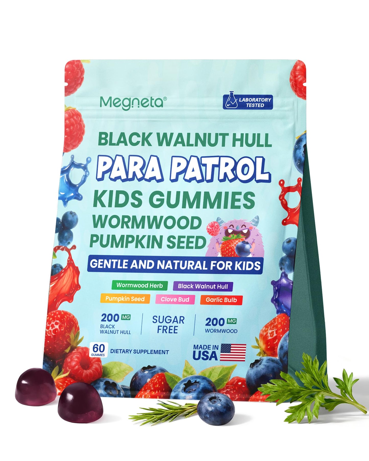 MEGNETA ParaPatrol Herbal Gut Balance Gummies for Children, 60 Count