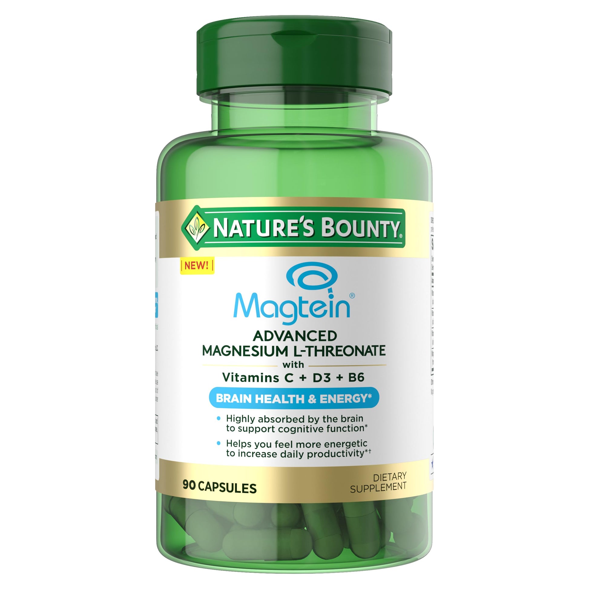 Nature's Bounty Magnesium L-Threonate Capsule, 90 Count