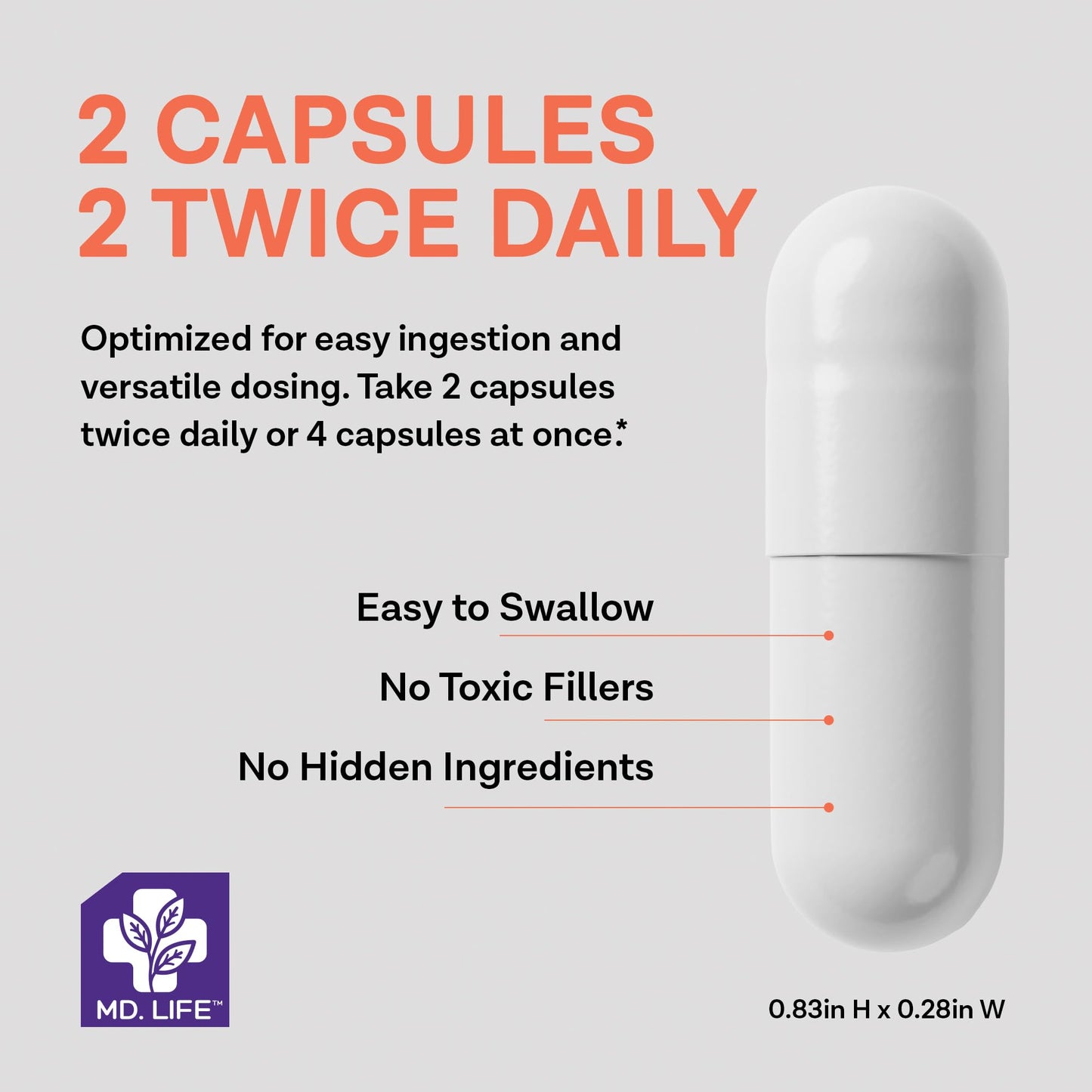 MD.LIFE Potassium Magnesium Zinc Calcium Supplement Capsule 1 Count