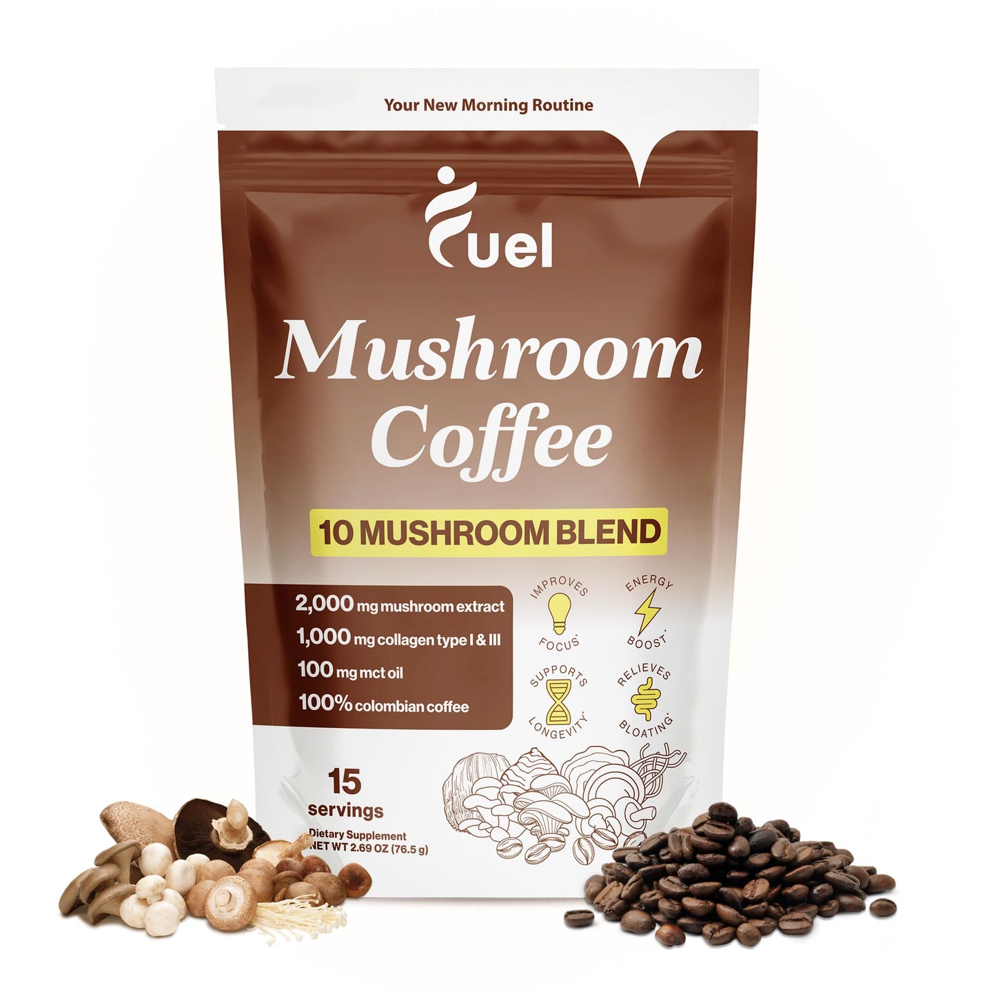 Fuel Collagen & Mushroom Coffee Powder 5.3 Ounce