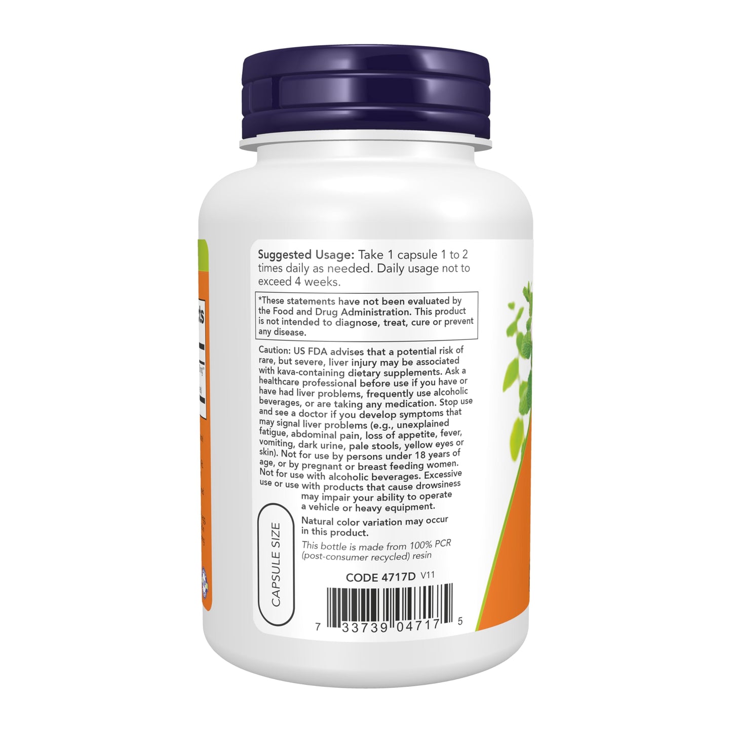 NOW Foods Kava Kava Extract 250 mg Capsules, 120 Veg Capsules