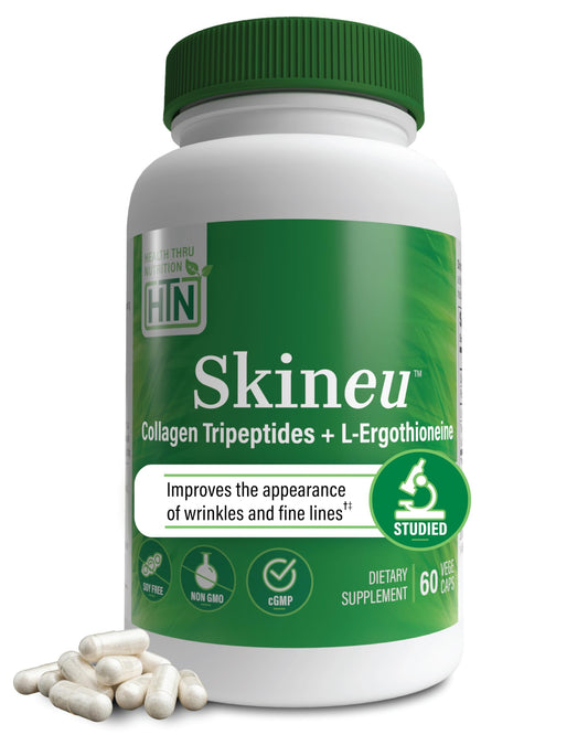 Health Thru Nutrition Skineu Collagen Tripeptide + L-Ergothioneine Morikol Marine Collagen Capsules, 60 Count