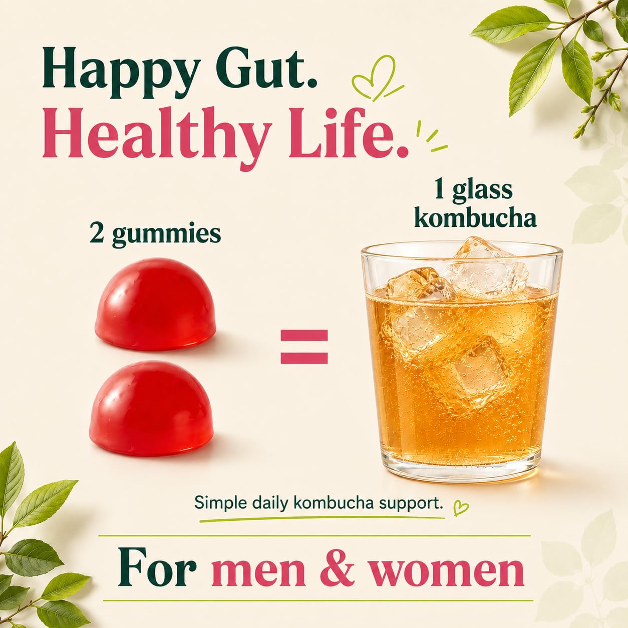 ZIPINKJ Probiotic Kombucha Fiber Gummies 120 Count