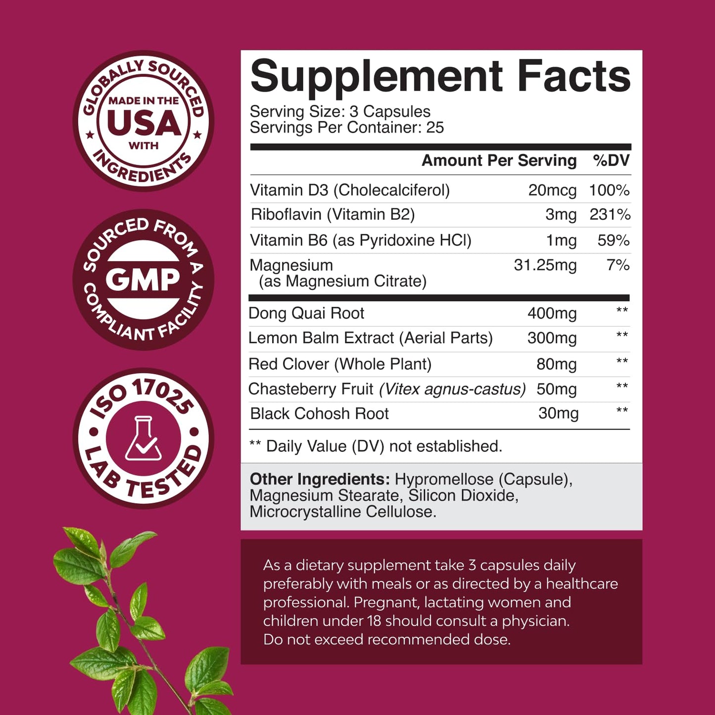 Natures Craft Soy Free Menopause Supplement Capsules 150 Count