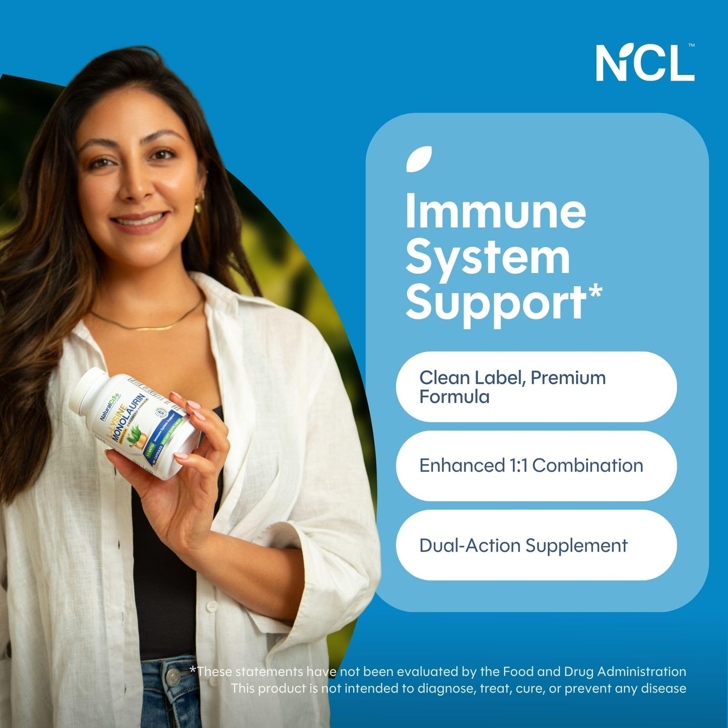 Natural Cure Labs L-Lysine with Monolaurin 600mg 1:1 Ratio, 200 Capsules
