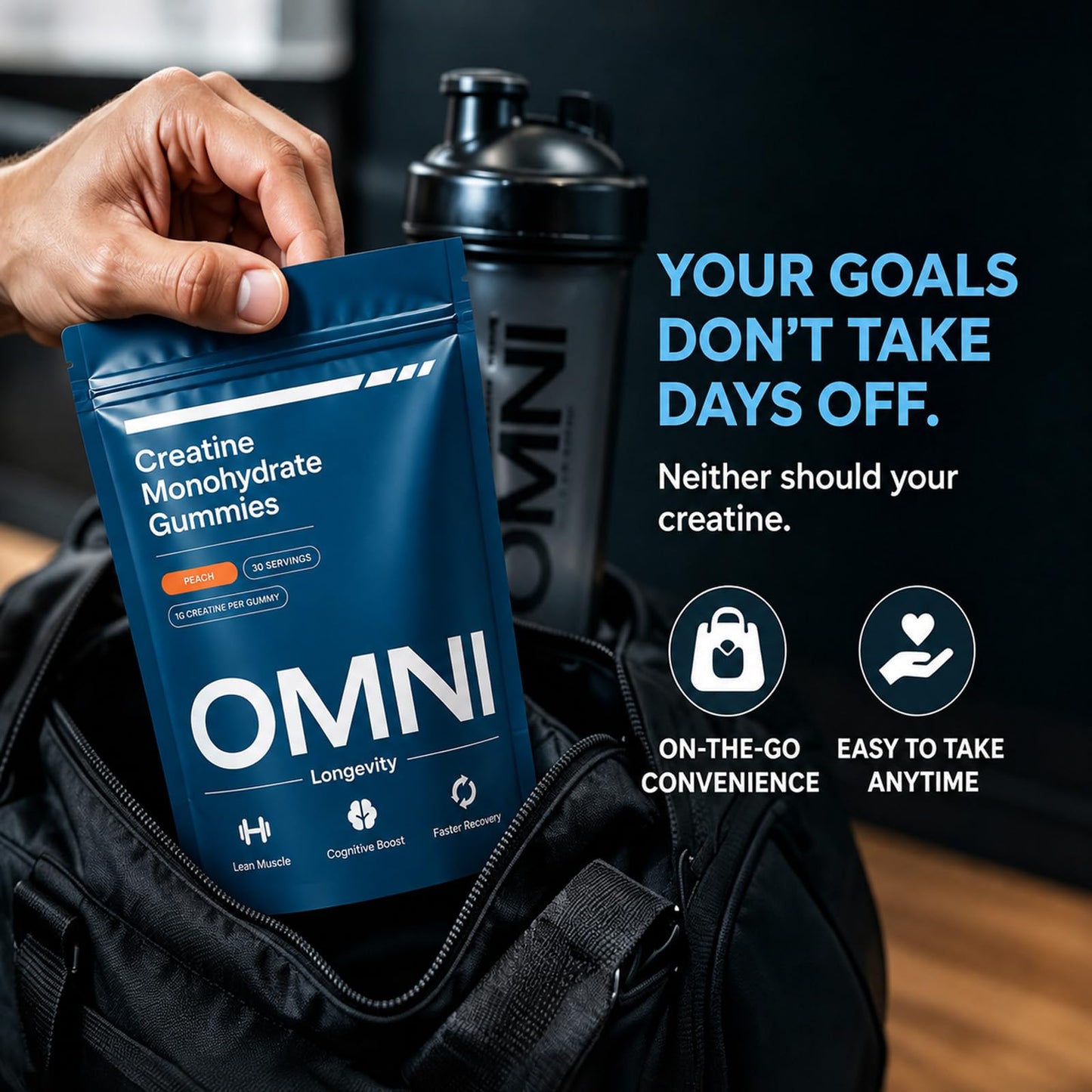 Omni Creatine Gummies Creatine Monohydrate, 90 Count