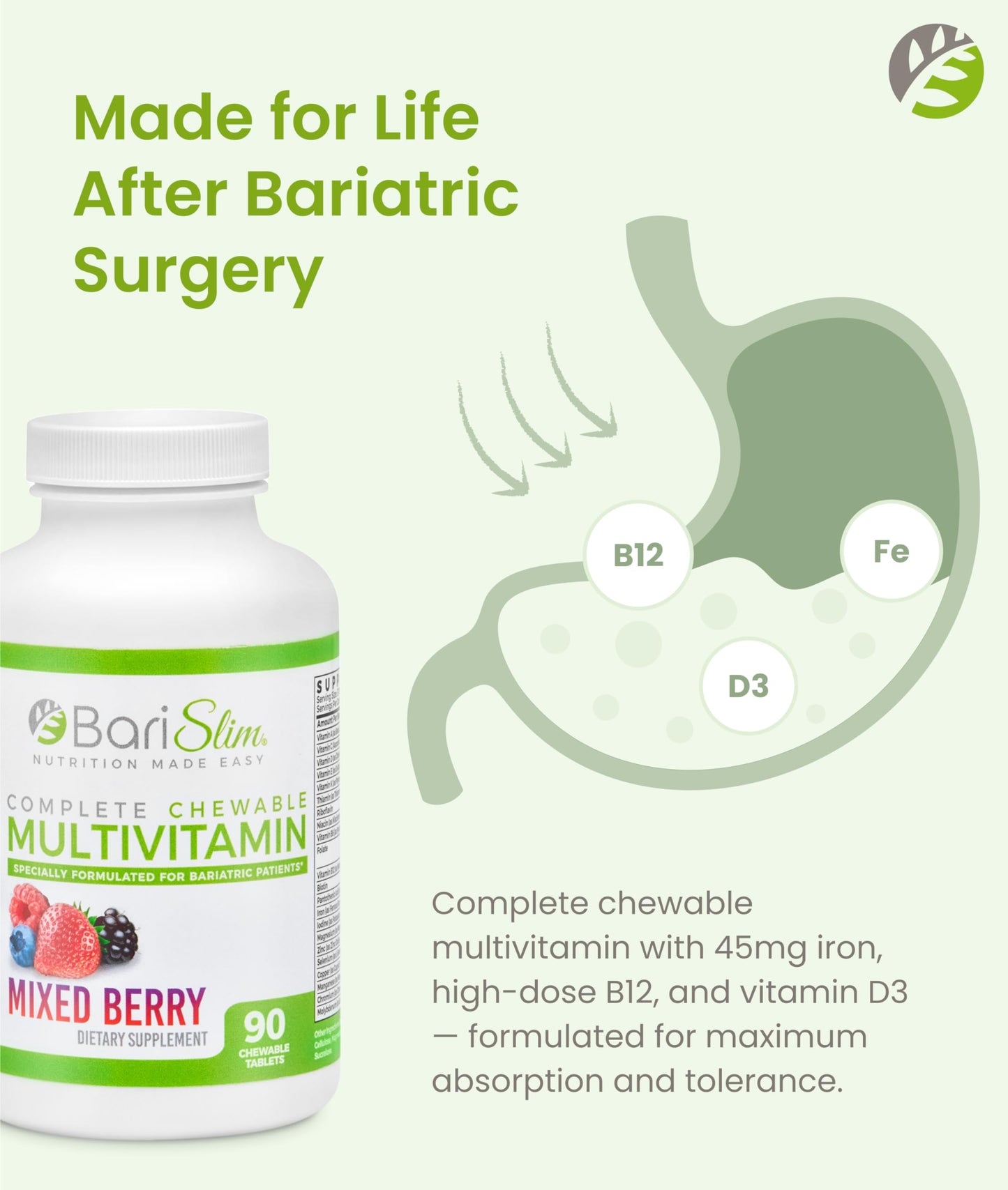 BariSlim Complete Chewable Bariatric Multivitamin Tablets, 90 Tablets