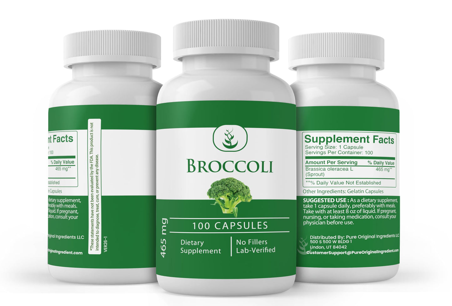 Pure Original Ingredients Broccoli Extract Capsule, 100 Count