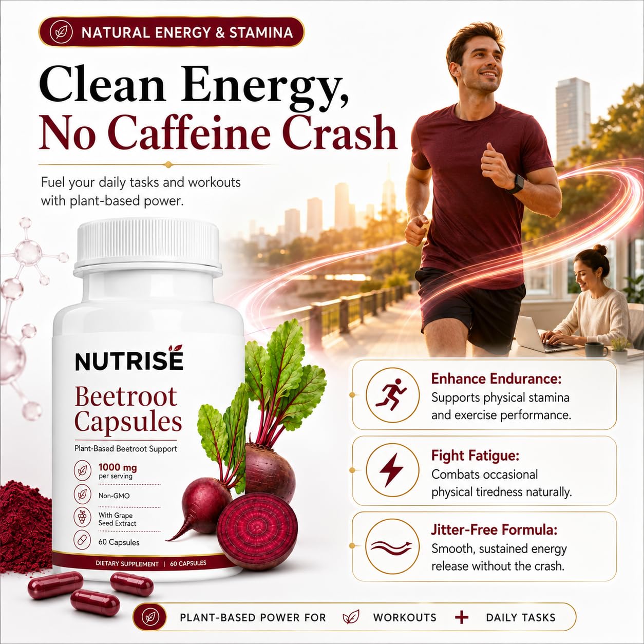 Vitalleap NUTRISE Beetroot Capsules with Grape Seed Extract, 60 Capsules