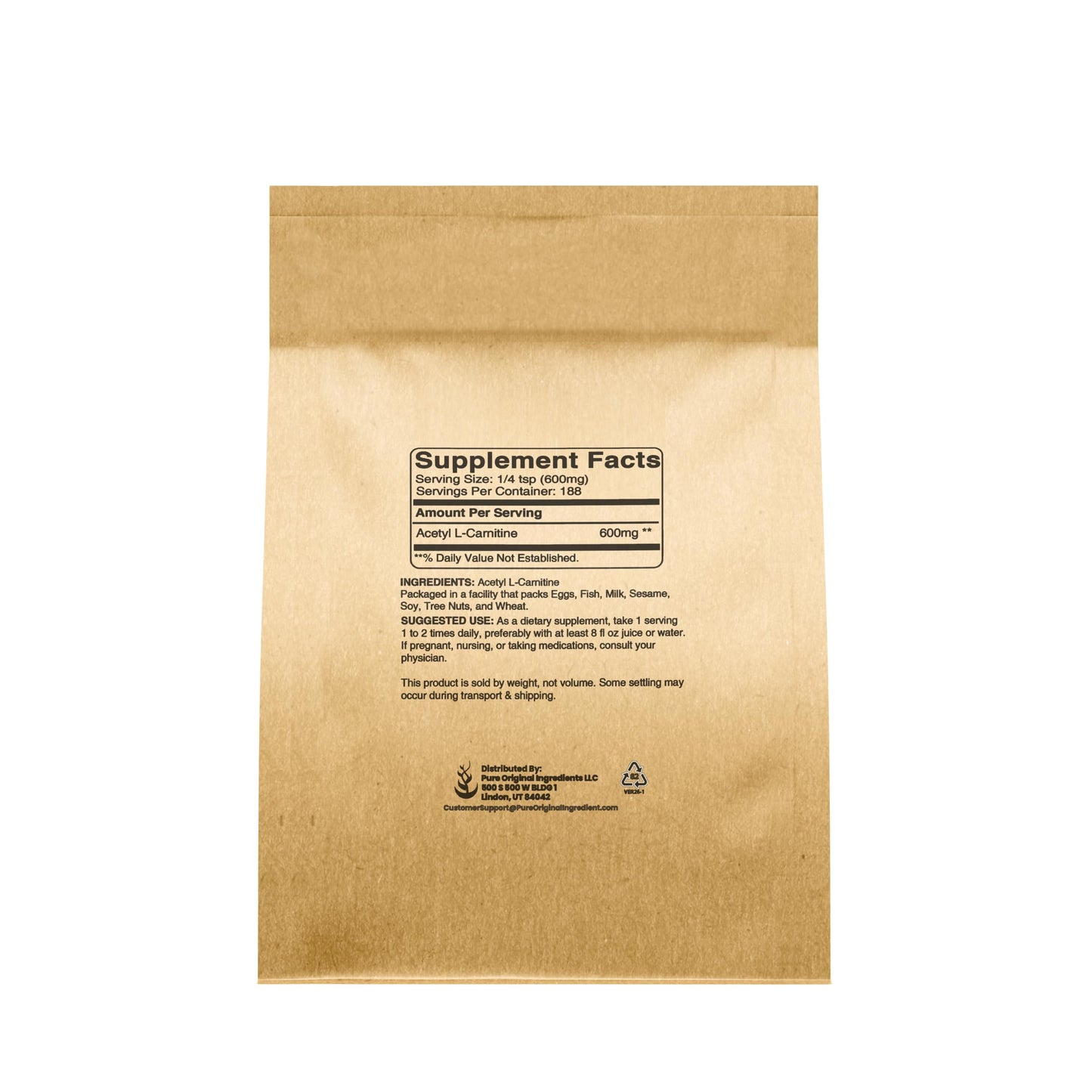 Pure Original Ingredients Acetyl L-Carnitine Powder, 4 oz