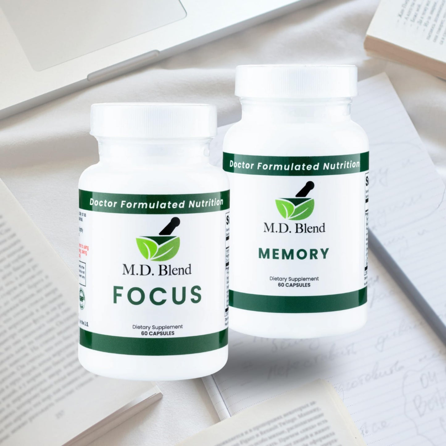 M.D. Blend Brain Supplements for Memory and Focus, 120 Capsules