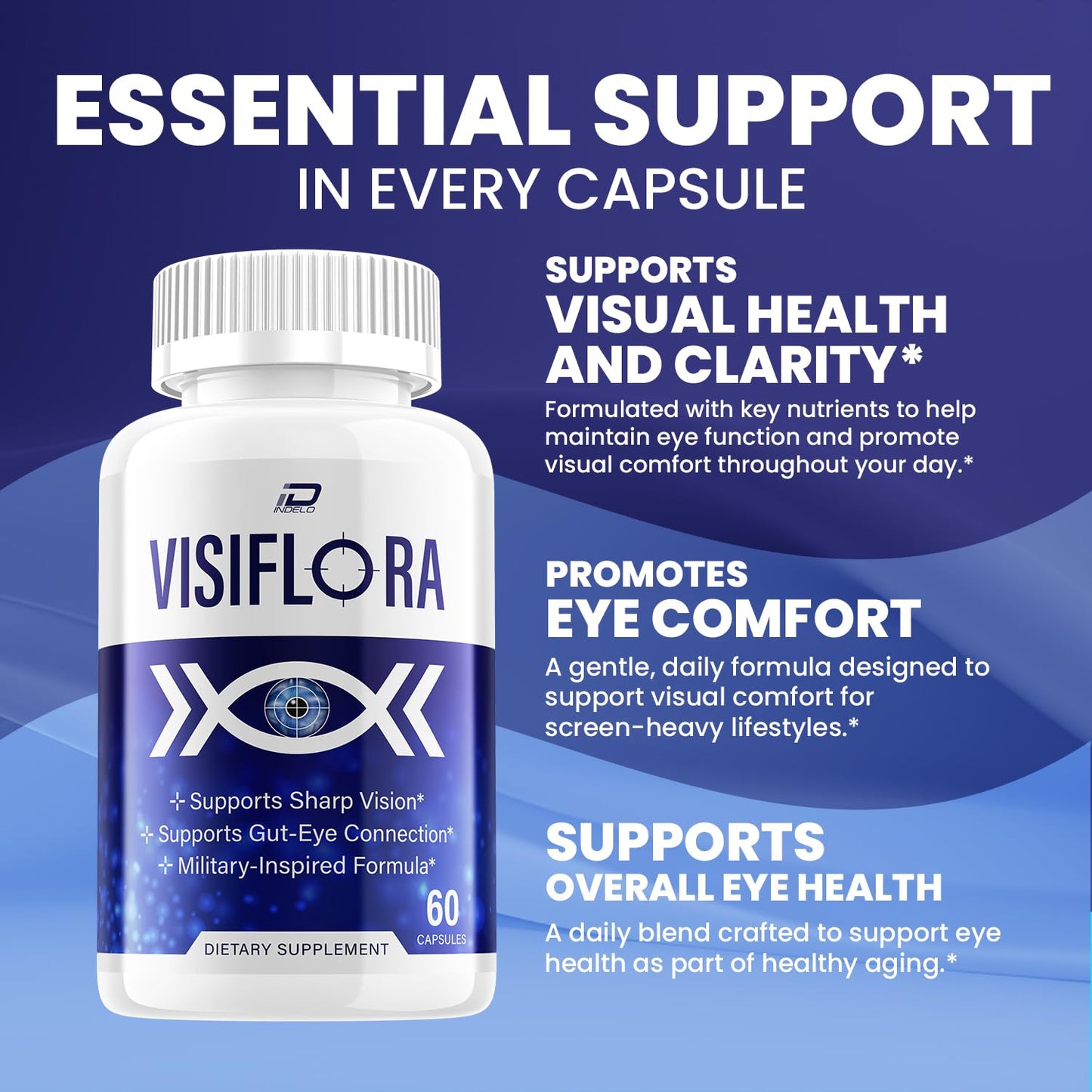 Indelo Visiflora Visual Support Supplement Capsules, 300 Capsules
