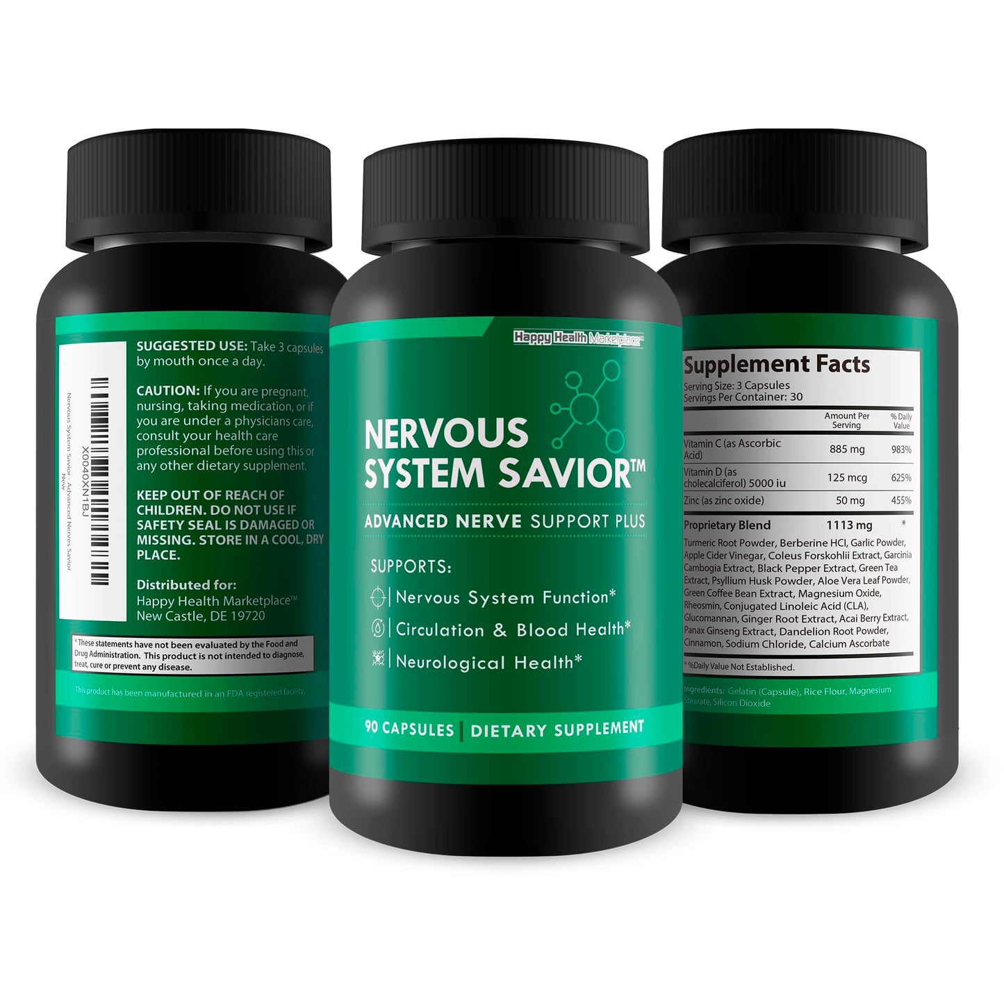 Happy Health Marketplace Nervous System Savior Capsule 90 Count