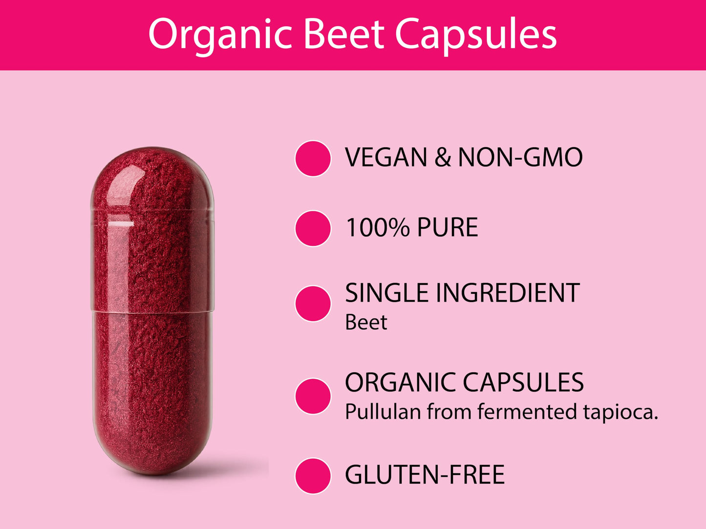KOYAH Organic Beet Capsules, Freeze-Dried, 60 Capsules