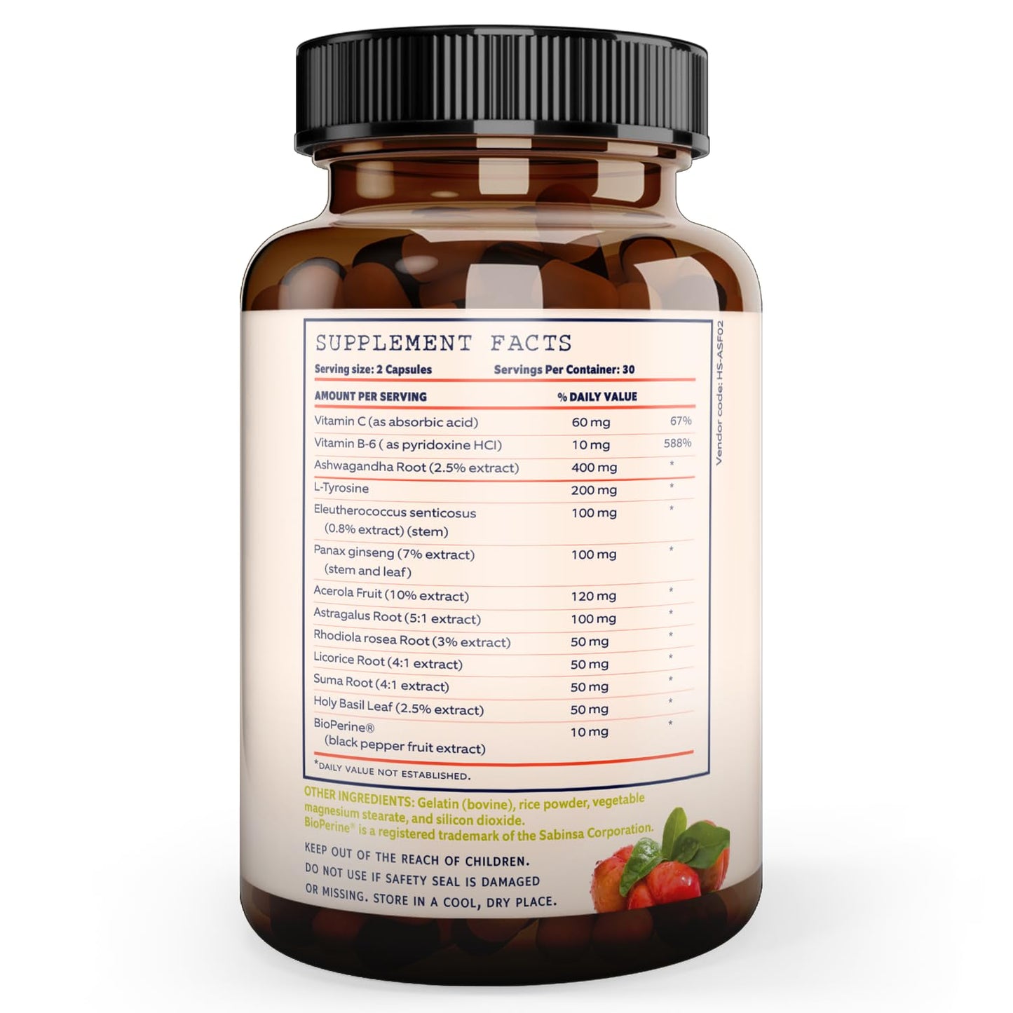 NUTRATEMPLE Adrenal Support & Cortisol Manager Extra Strength Adrenal Fatigue Supplements for Energy, Brain Fog with Ashwagandha, Rhodiola Rosea, L-Tyrosine, Holy Basil Capsule 60 Count
