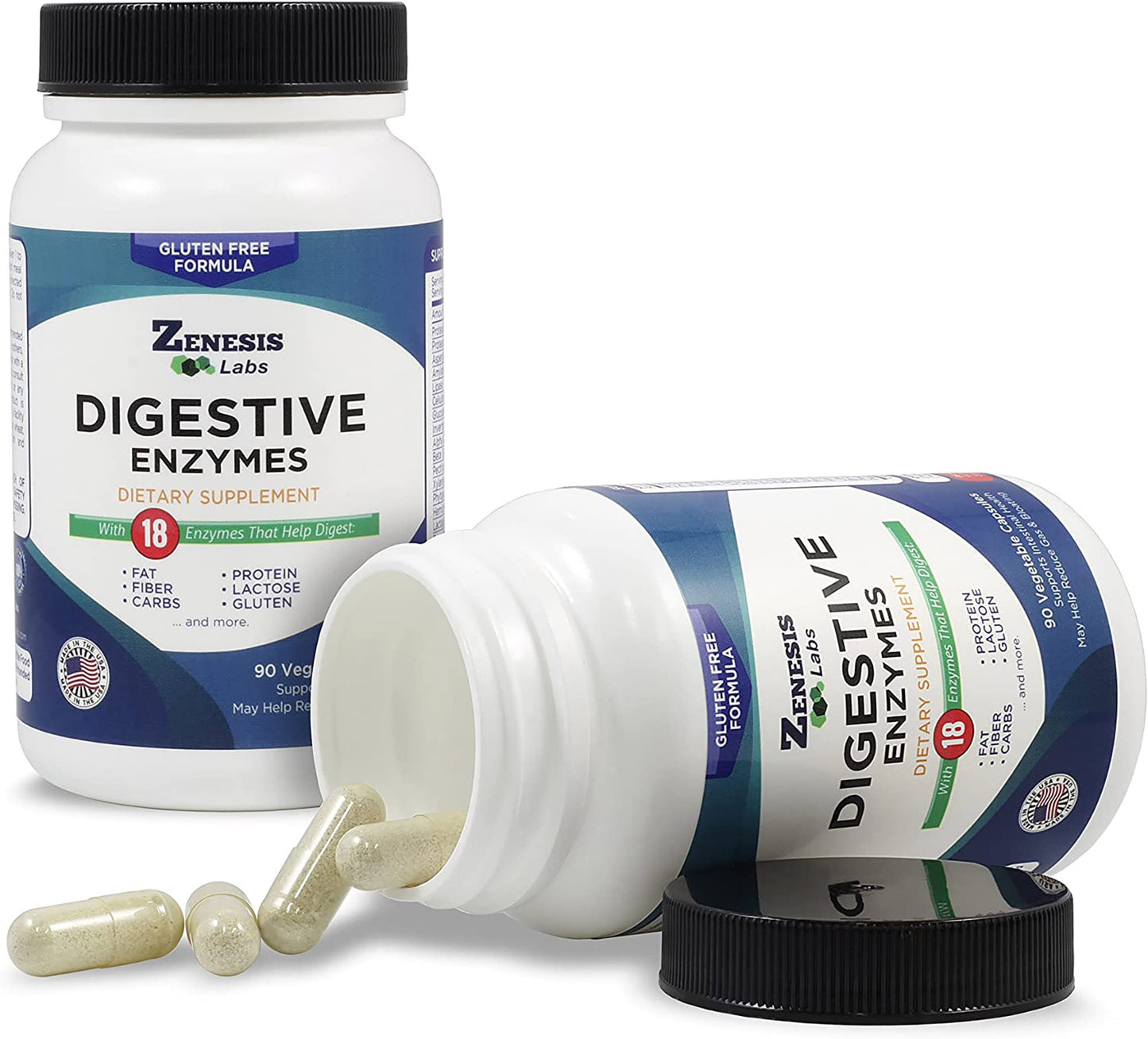 Zenesis Labs Digestive Enzymes with Amylase, Bromelain, Protease, Lipase & 14 Other Enzymes, 360 Capsules