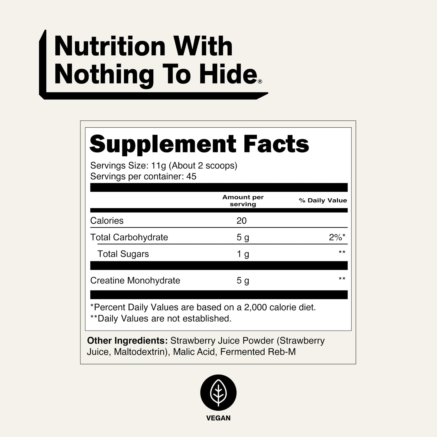 NAKED Creatine Powder - Strawberry Flavored Creatine Monohydrate, 45 Servings