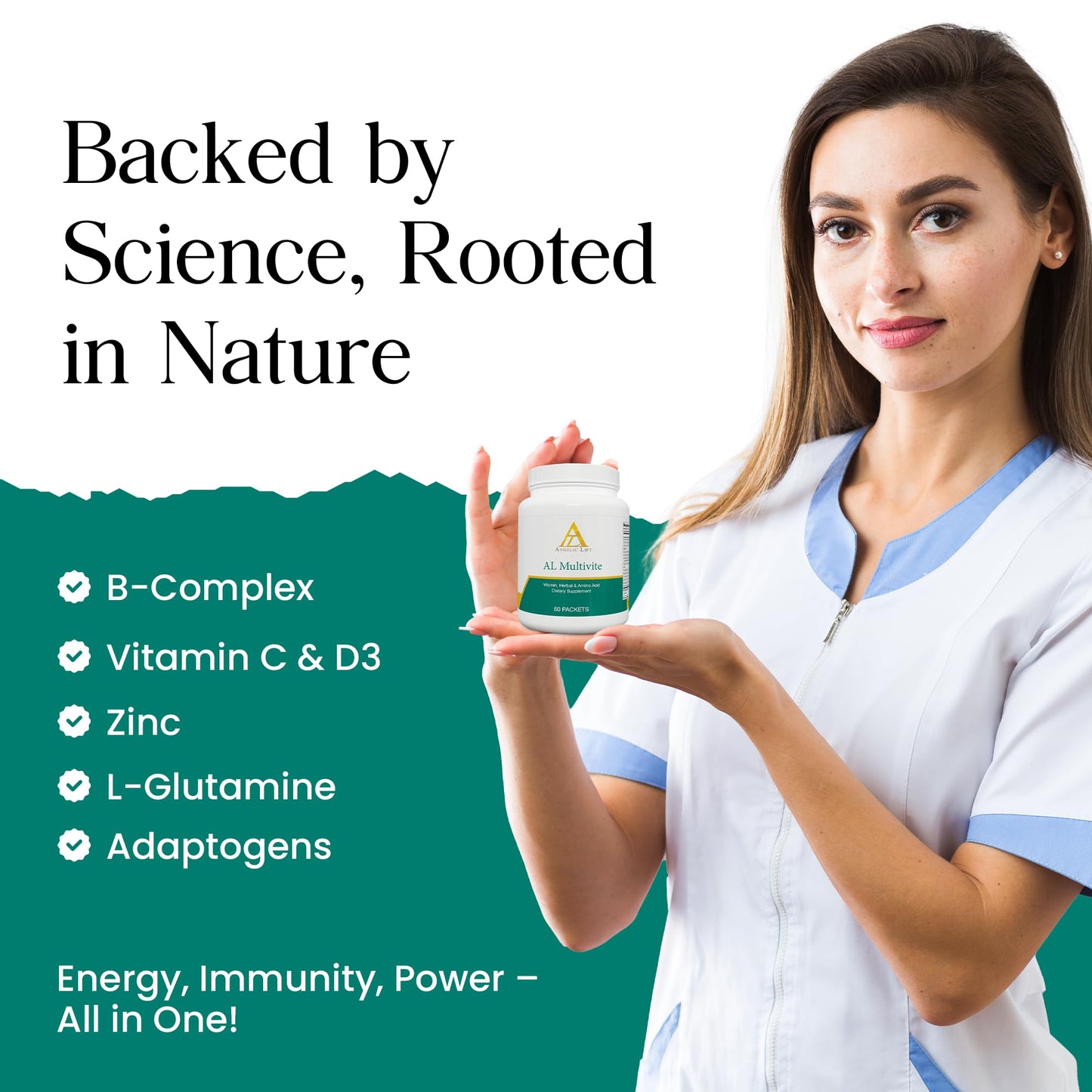 ANGELIC LIFT AL Multivite Daily Multivitamin with Herbal & Amino Acid Complex Energy Immunity & Metabolism Support Capsule 1
