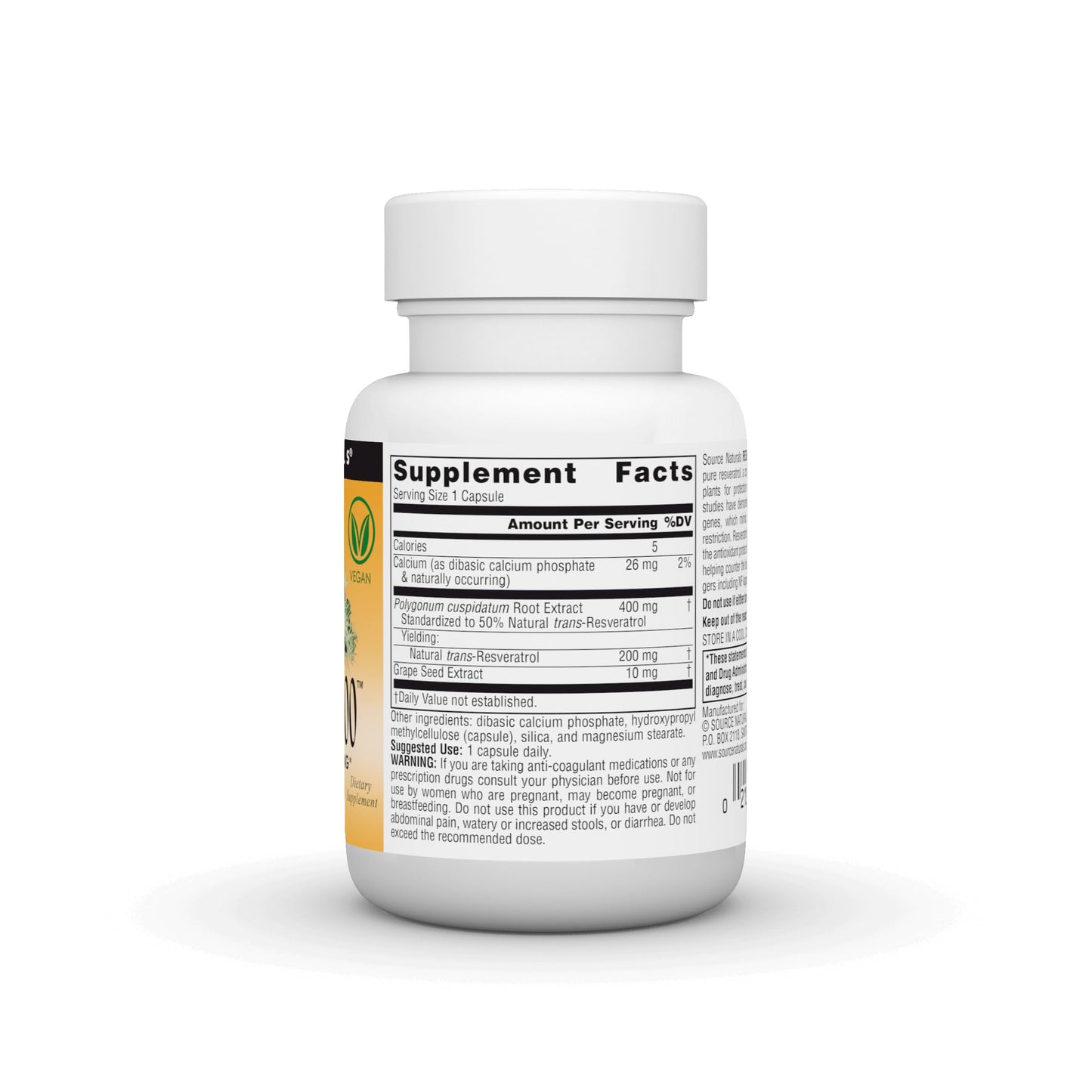 Source Naturals Resveratrol 200 mg, 30 Capsules