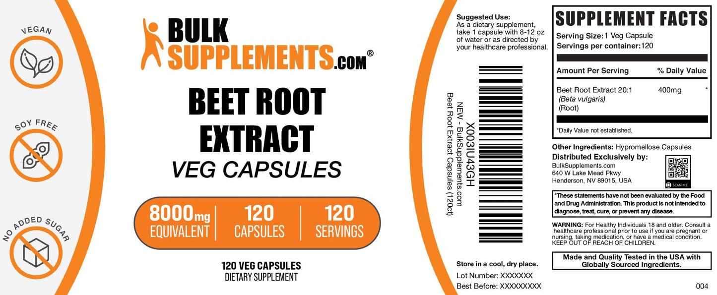 BulkSupplements Beet Root Extract Capsules 120 Count