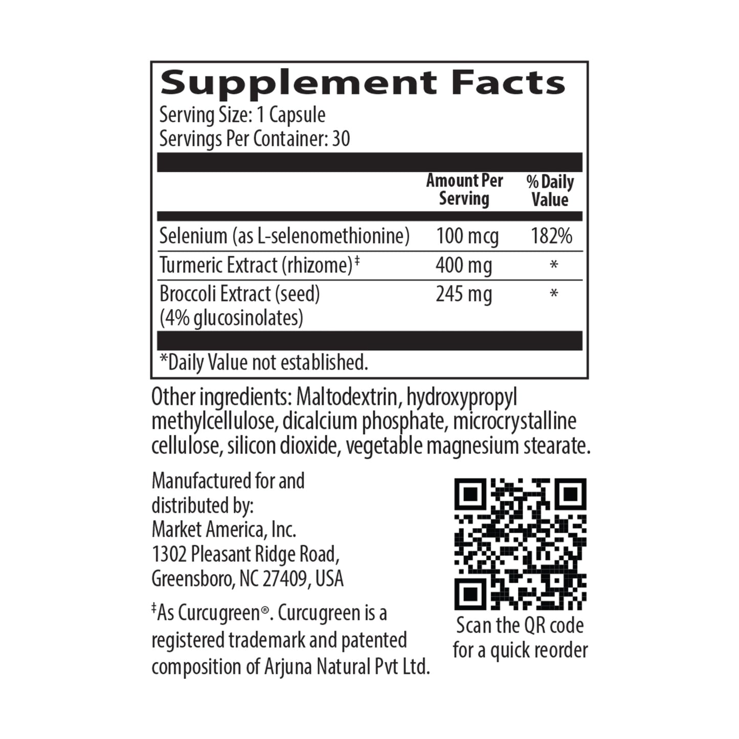 Curcumin Extreme Turmeric Curcumin Supplement – Curcugreen (BCM-95) with Selenium & Broccoli Seed Extract for Cellular Antioxidant & Liver Detox Support, Capsules, 30 Count