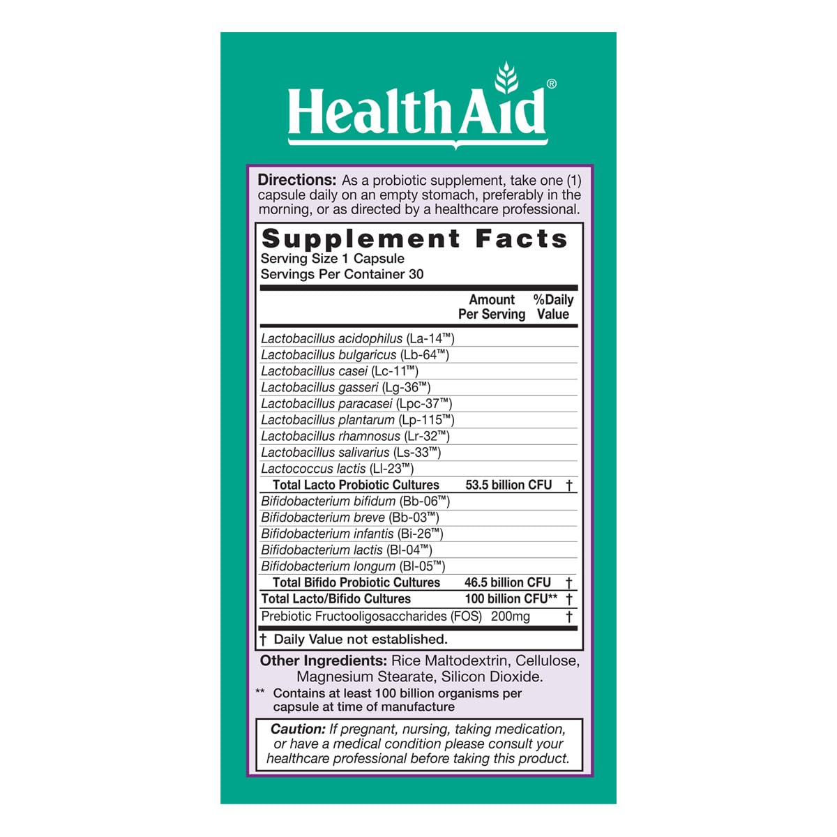 HealthAid UltraProbio 100 Billion Capsules, 30 Count