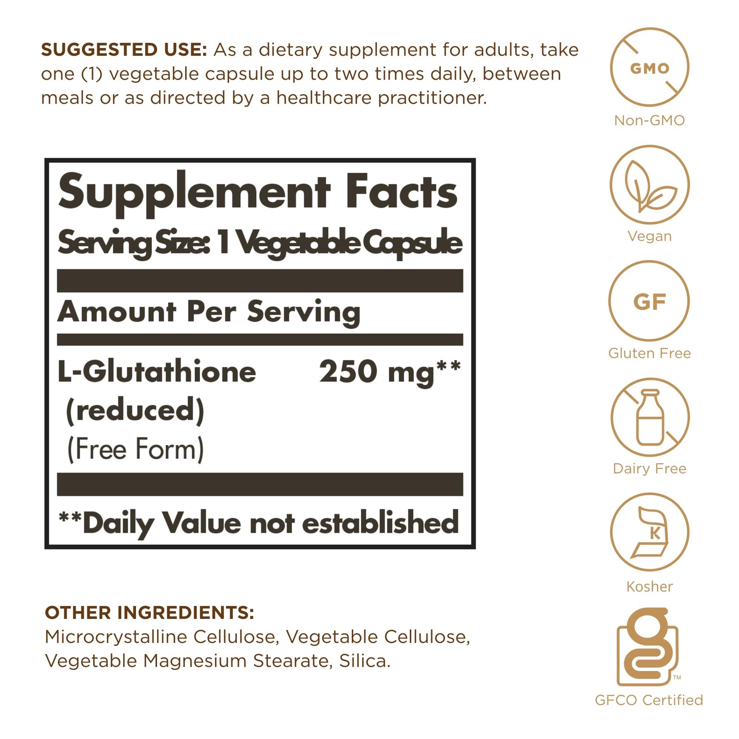 Solgar Reduced L-Glutathione 250 mg Capsule, 60 Count