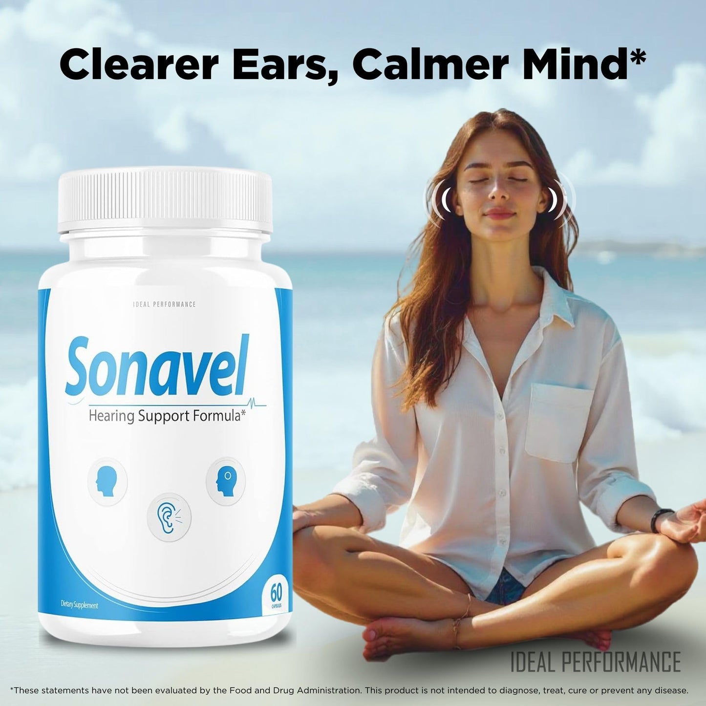 IDEAL PERFORMANCE Sonavel Hearing Support Formula Tinnitus Pills Supplement 60 Capsules