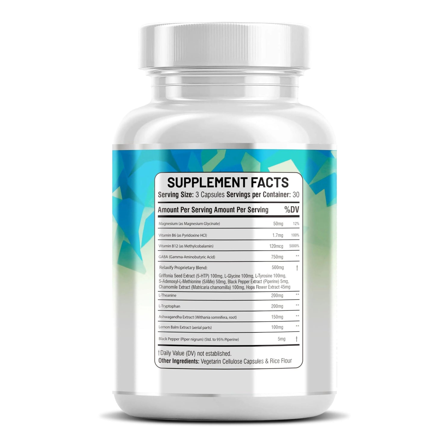 Kun Shafi GABA 750mg, 5-HTP 100mg, L-Tryptophan, L-Theanine, Ashwagandha, SAM-e, L-Glycine-Mood Support Vitamins for Women and Men with L-Tyrosine, S-Adenosy, L-Methionine 90 Capsules