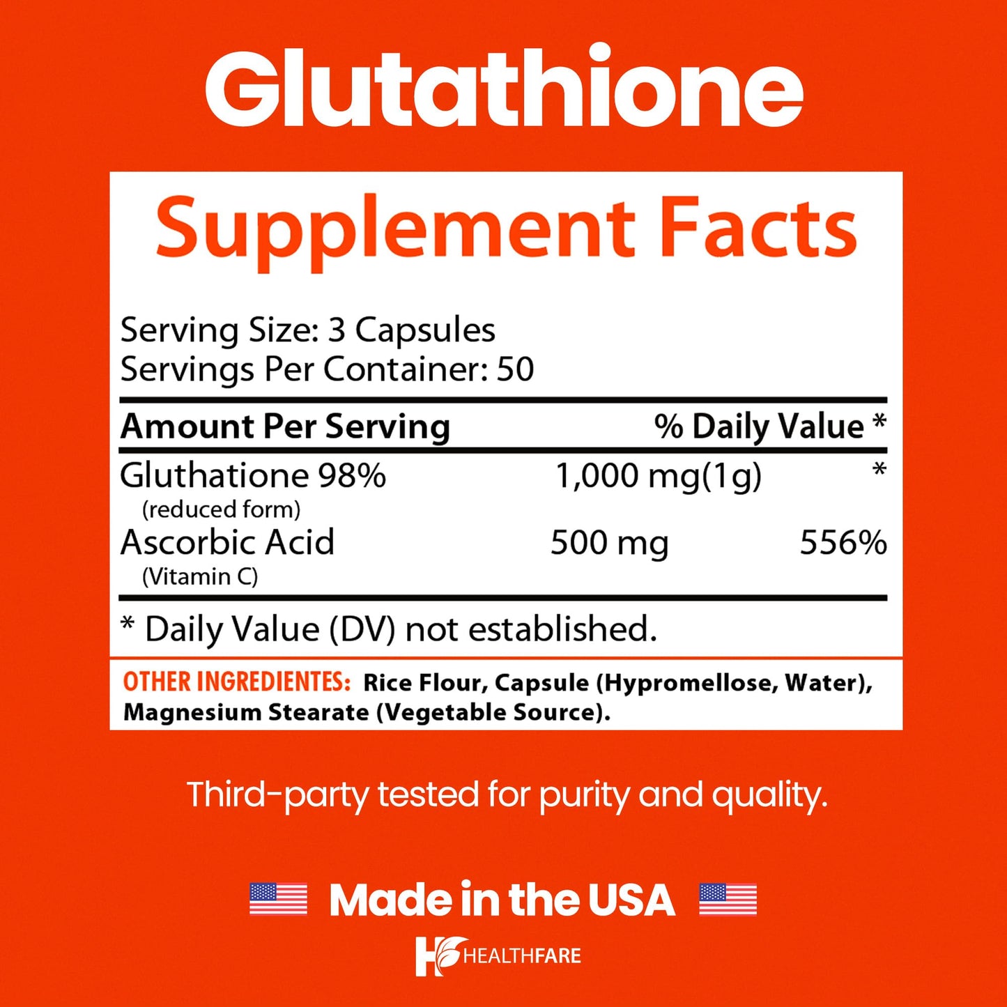 Healthfare Glutathione Supplement Capsule 1000mg, 150 Capsules