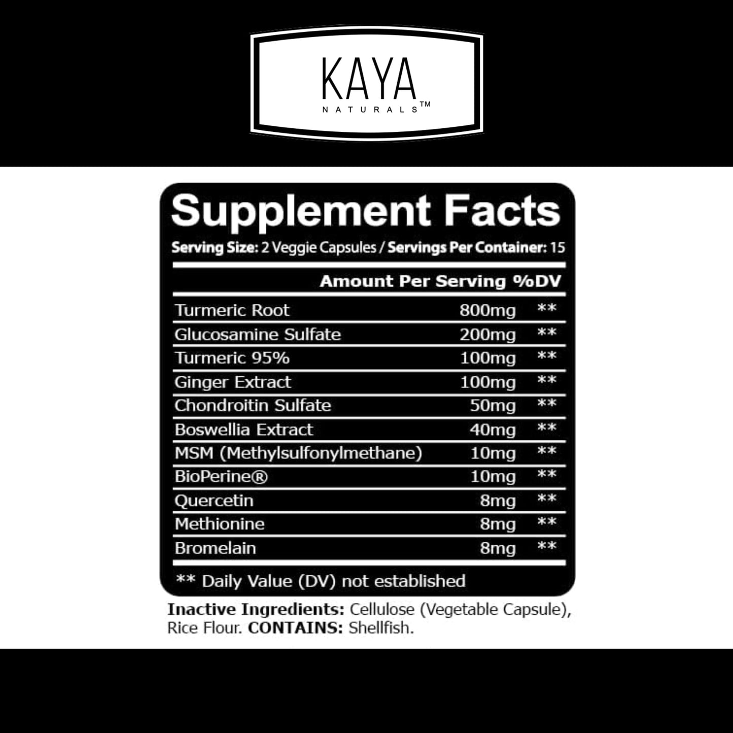 Kaya Naturals Platinum Mobility Turmeric Capsule, 60 Count