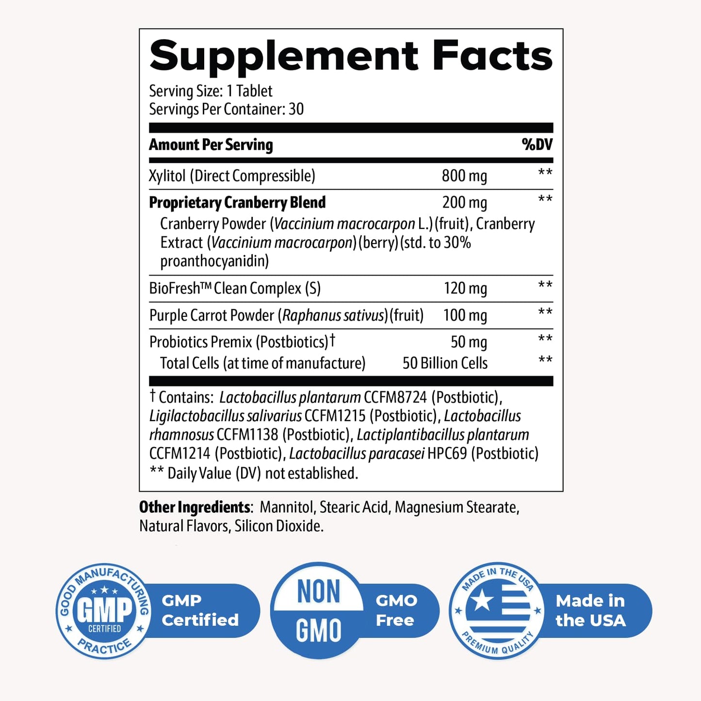 Nature’s NutriWave DentaBiome Postbiotic Oral Wellness Chewable Tablets with Xylitol, Cranberry Extract & Lactobacillus Postbiotic Blend – Non-GMO Formula – Made in USA – 30 Tablets