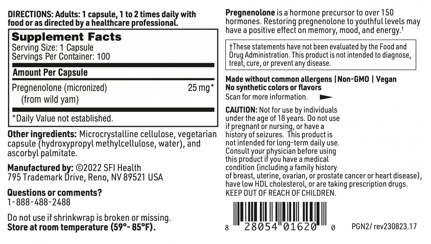 SFI Health Klaire Labs Pregnenolone 100 Capsules