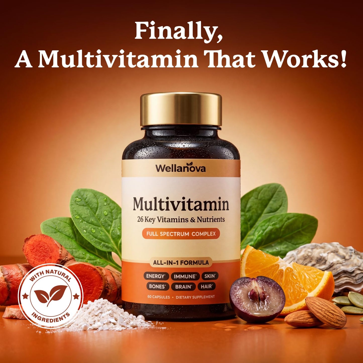 Wellanova Multivitamin for Women & Men 50 and Over – Daily 26 Key Vitamins, Minerals 60 Capsules